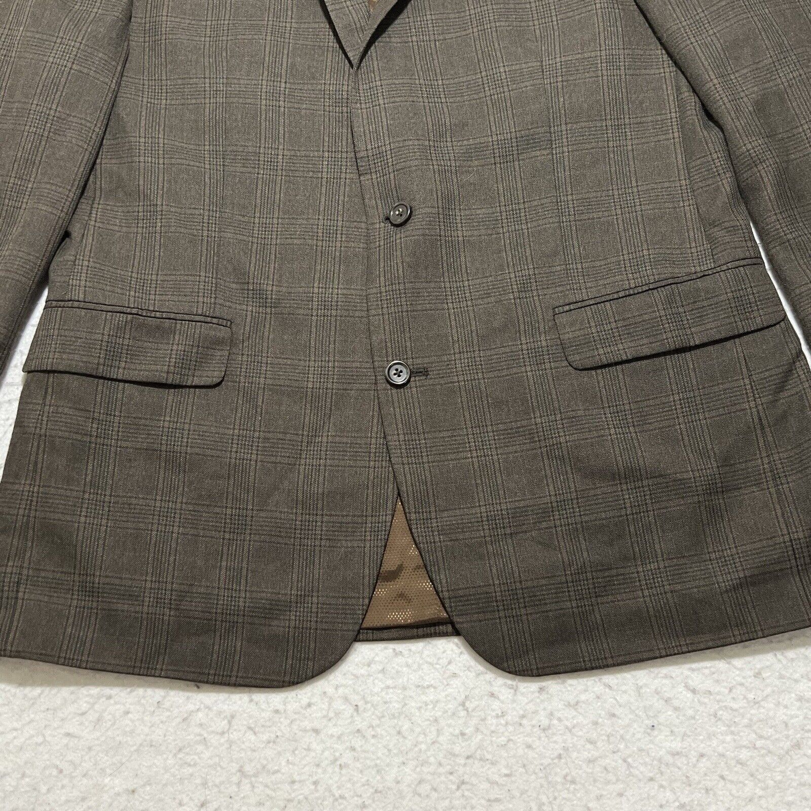 Michael Kors Michael Kors 44L Olive Green/Brown Windowpane Suit Jacket Size 44L - 3 Thumbnail