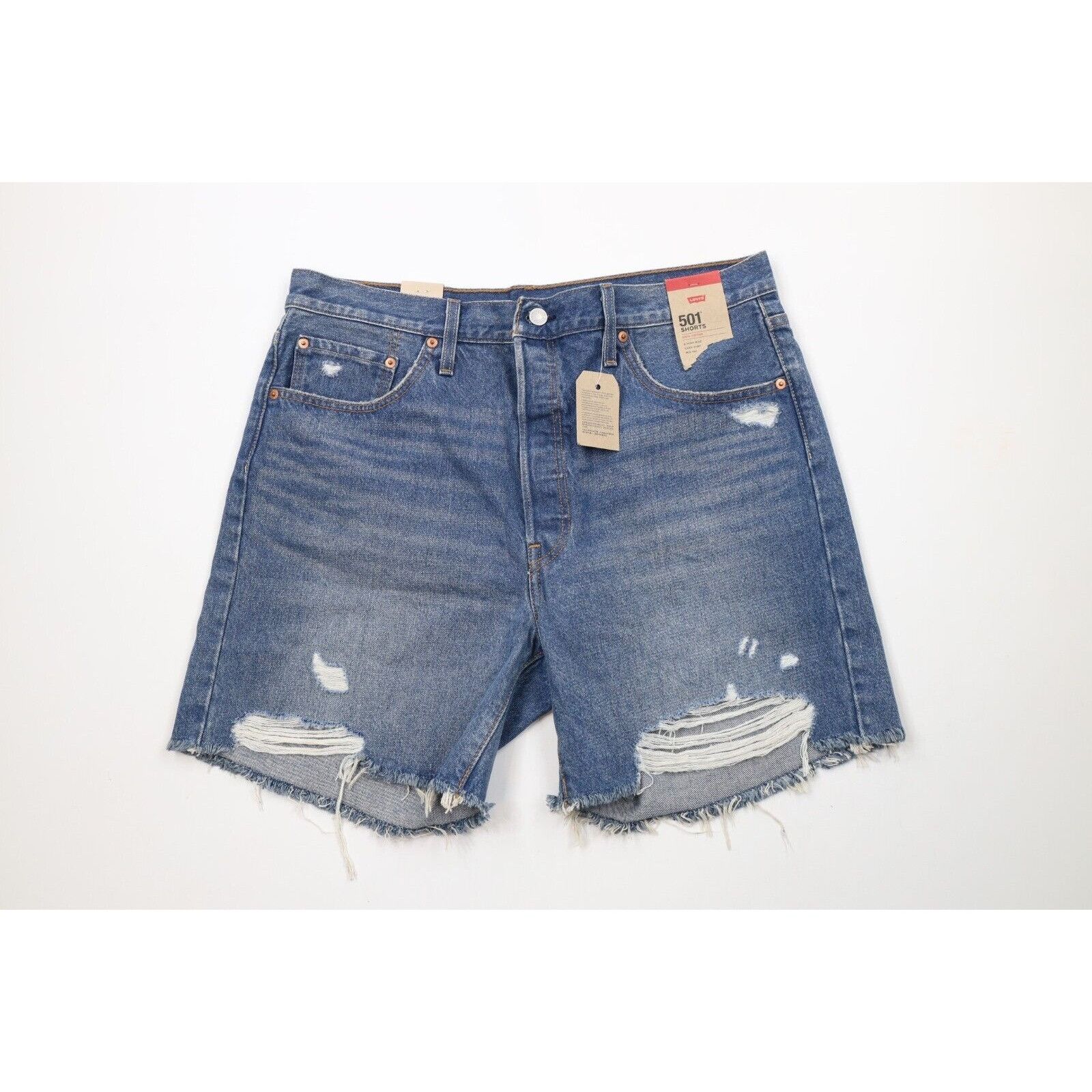 ERL × Levi's New ERL x Levis 501 Distressed Denim Shorts Size 30
