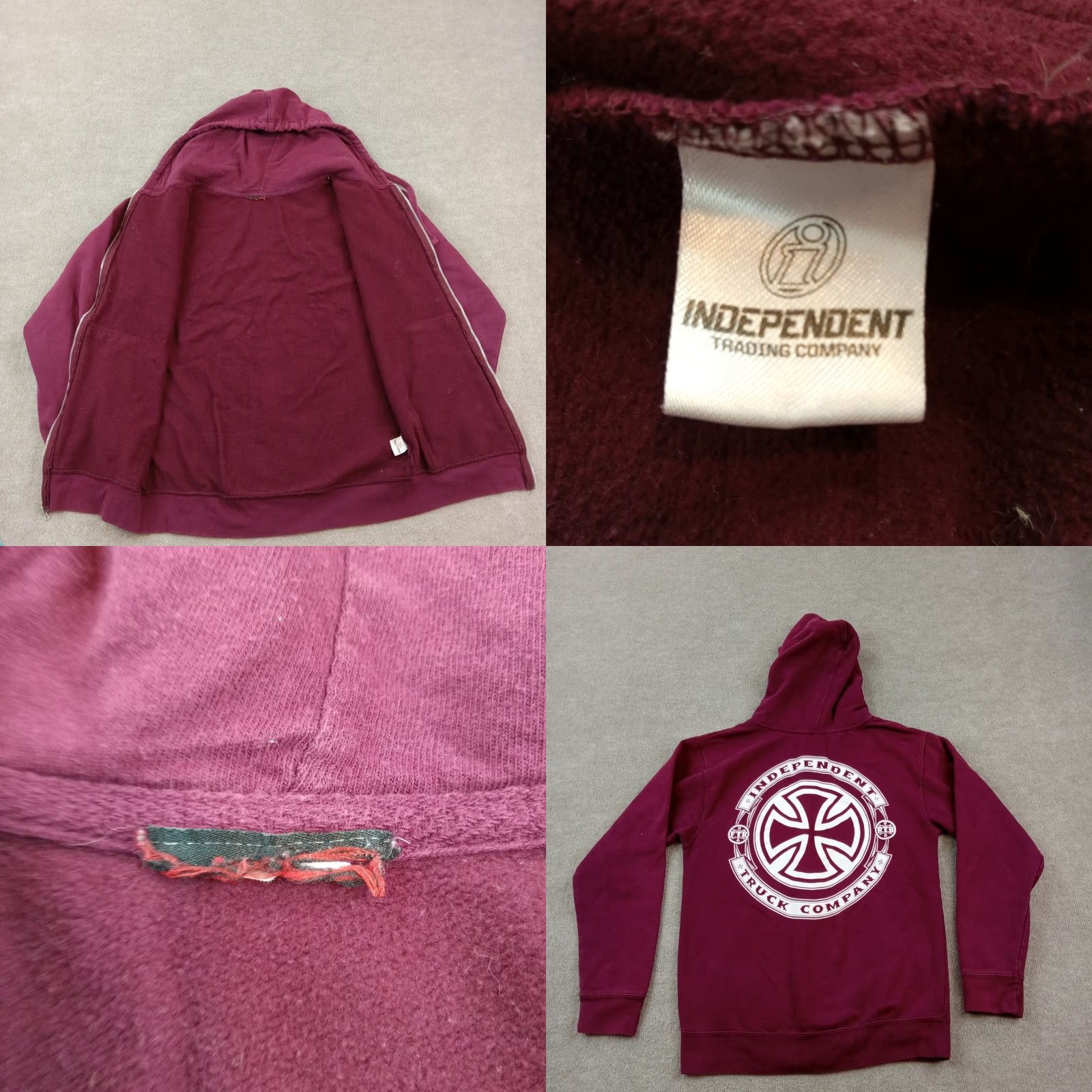 Vintage Independent Trading Company Hoodie Mens Small Red Hooded Long Sleeve Zip Full Zip Skater Size US S / EU 44-46 / 1 - 8 Thumbnail