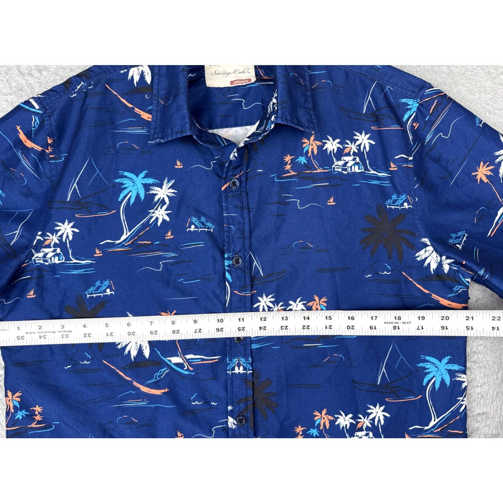 Sovereign Code Sovereign Code Shirt Men Medium Blue Button Up Hawaiian 100% Cotton Palm Hut Size US M / EU 48-50 / 2 - 7 Thumbnail