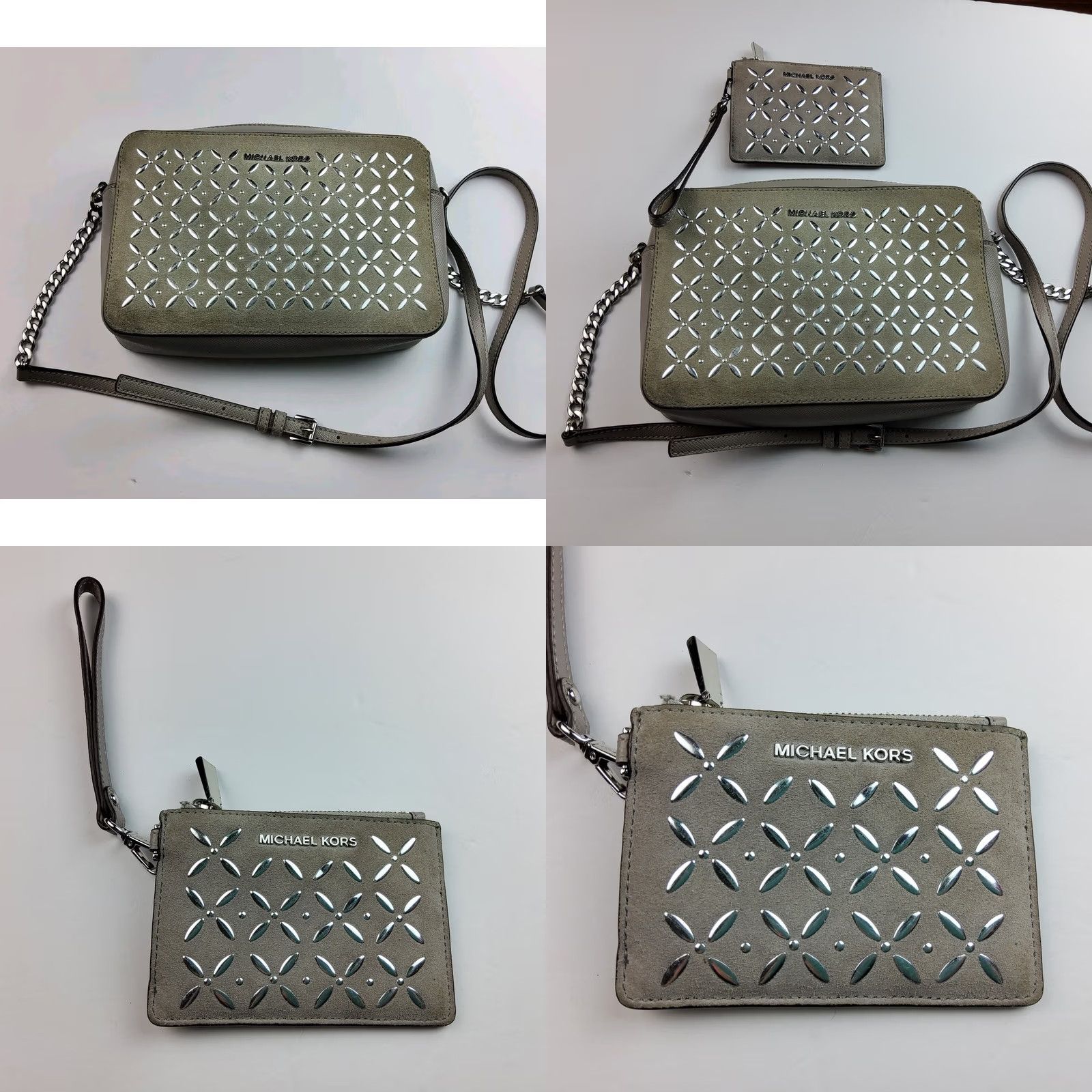 Michael Kors Michael Kors Leather Crossbody Purse With Matching Wristlet Studded Women MK Size ONE SIZE - 8 Thumbnail