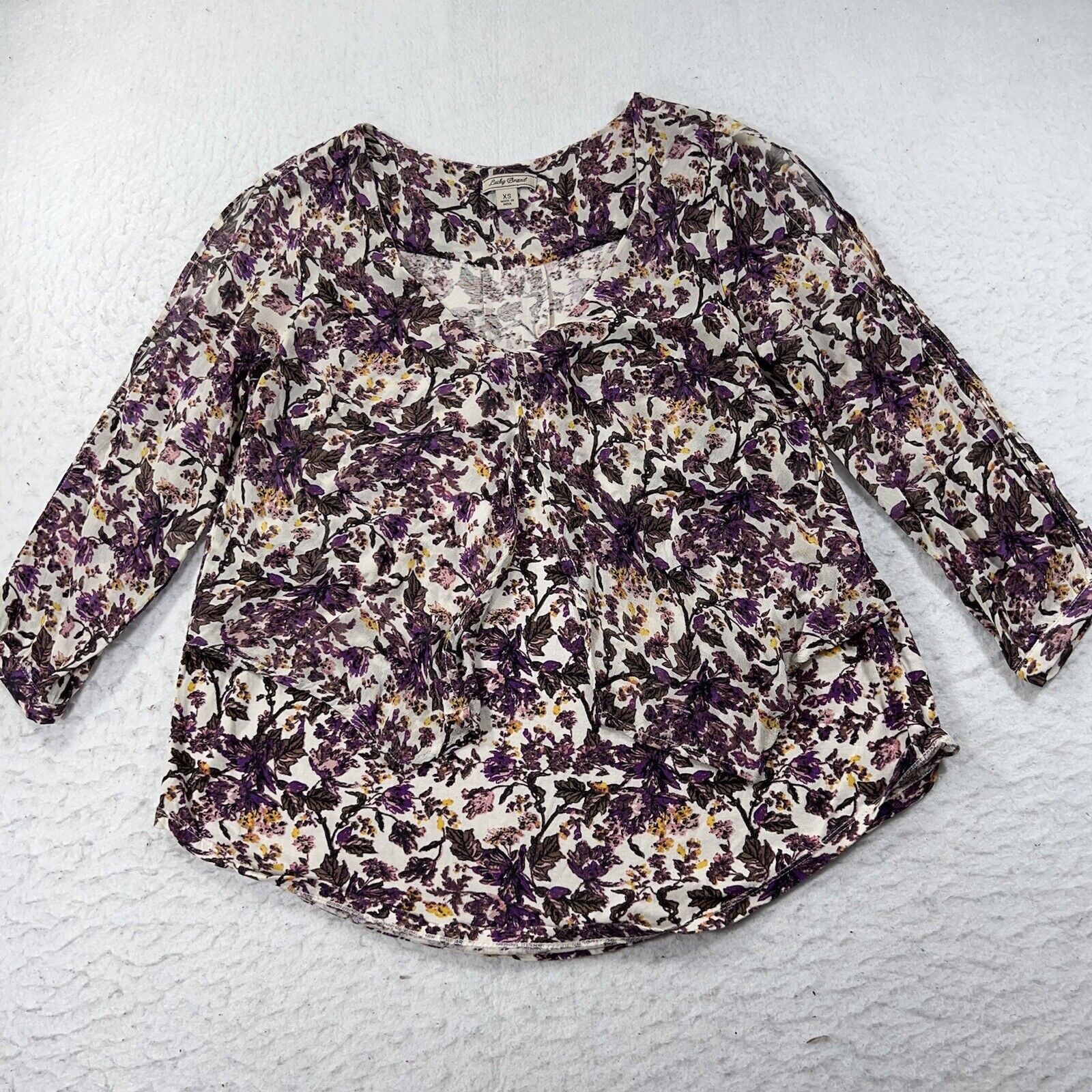 Lucky Brand Lucky Brand Purple Floral Cold Shoulder Layered Top Size XS / US 0-2 / IT 36-38 - 1 Thumbnail