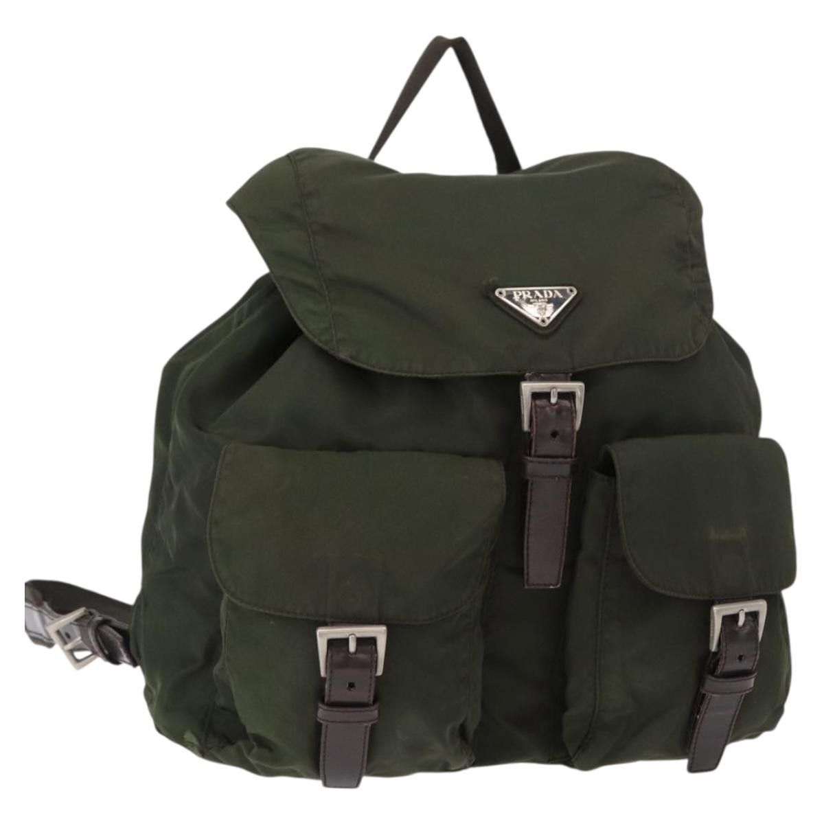 Prada Prada Vela Double Front Pocket Backpack Tessuto with Saffiano Leather Size ONE SIZE - 1 Thumbnail