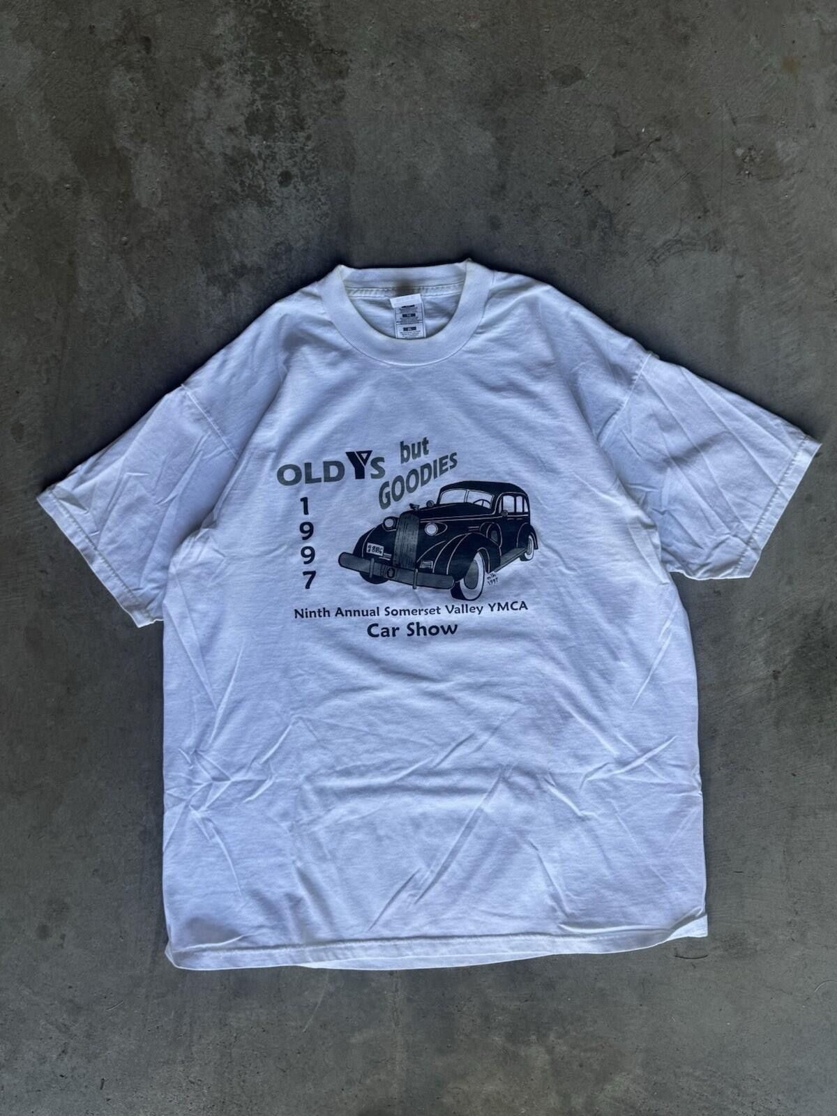 Fruit Of The Loom Vintage 90s YMCA Car Show T-Shirt 1997 XL White Hot Rod 97 Size US XL / EU 56 / 4 - 1 Thumbnail