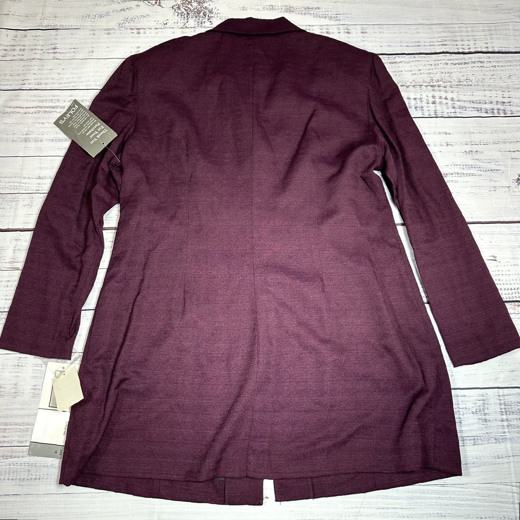 Vintage S.L. Fashions Maroon Jacket Dress Mini Long Sleeve Rayon Blend Women's Sz 18 NWT Size XXL / US 16-18 / IT 52-54 - 4 Thumbnail