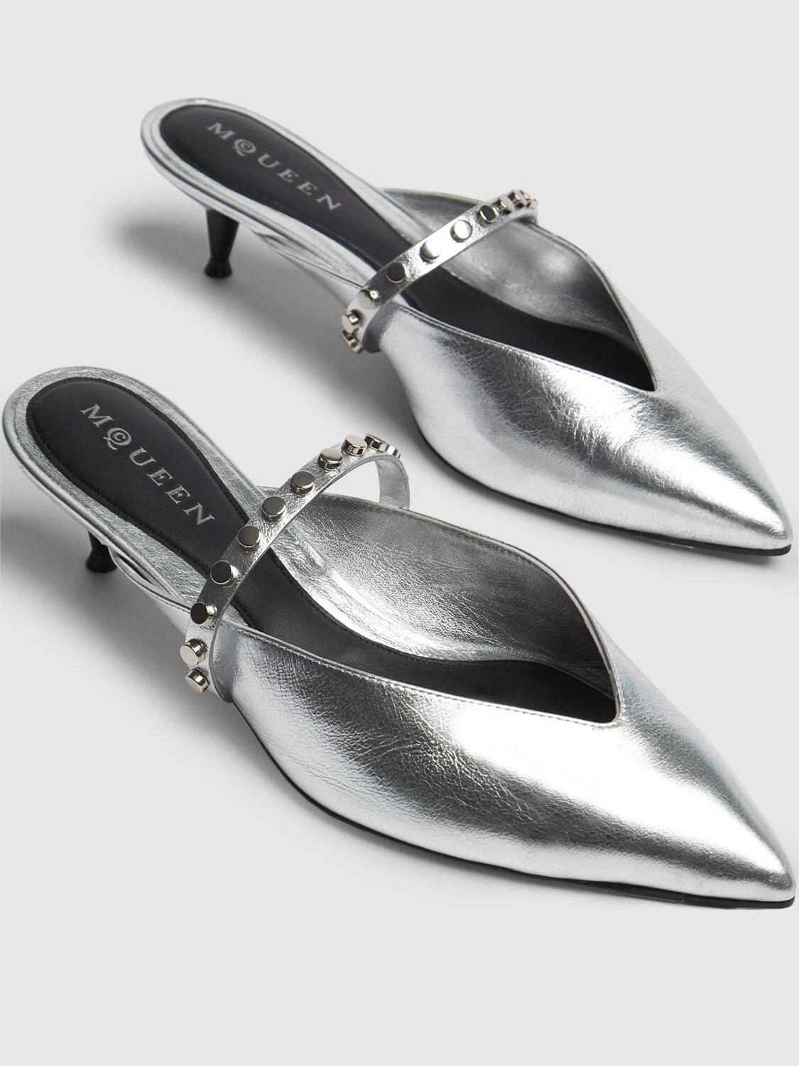 Alexander McQueen ALEXANDER MCQUEEN Silver Leather Mules New Size US 9 / IT 39 - 5 Thumbnail
