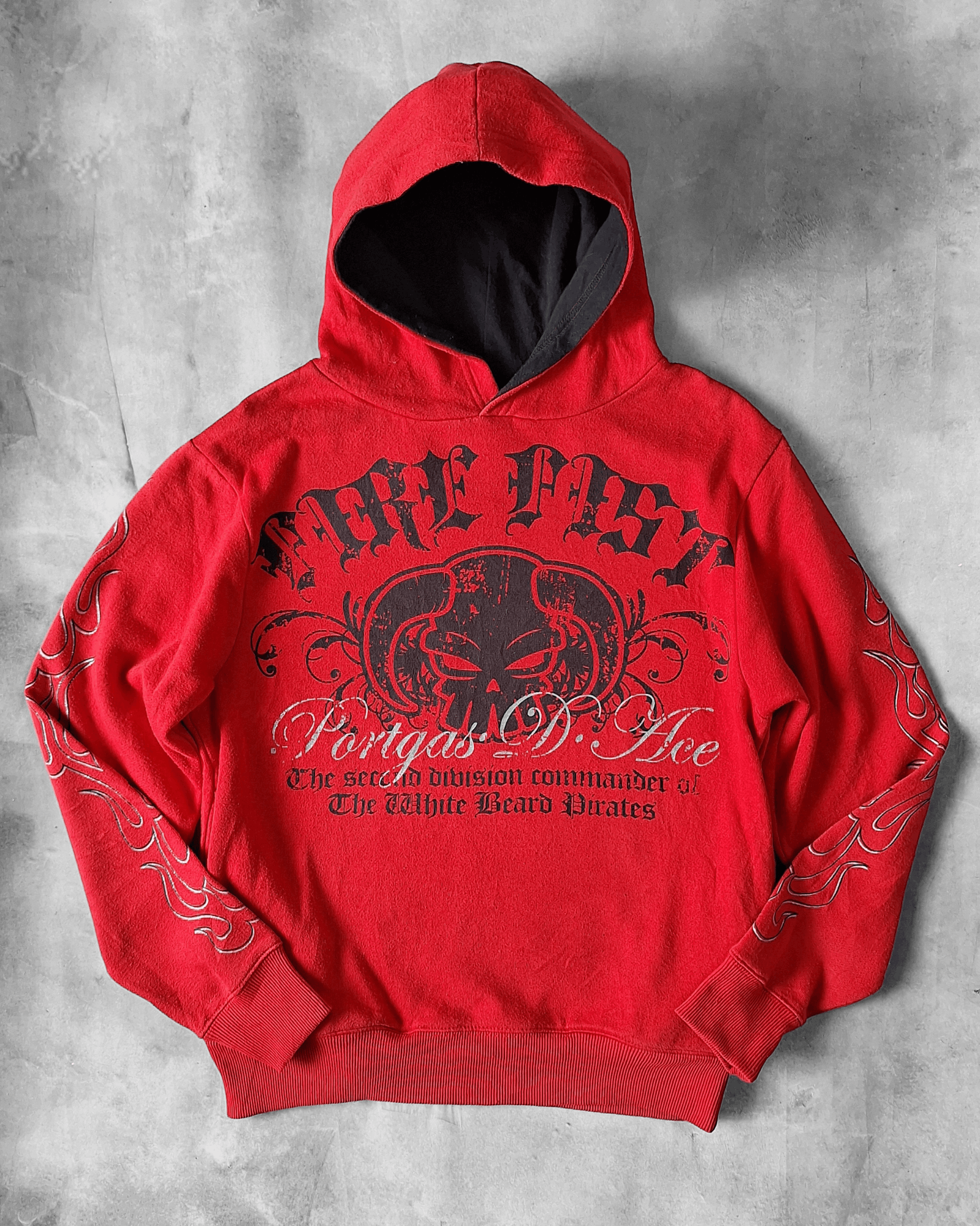 image of Anima x One Piece Y2K One Piece Hoodie in Red, Men's (Size Small)