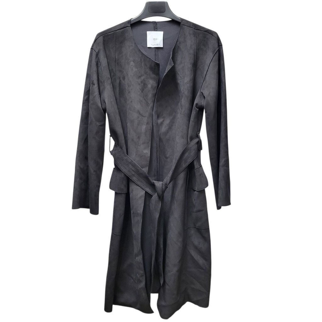 Mango MNG Basics/MANGO Women's Collarless Belted Faux Suede Black Size XS / US 0-2 / IT 36-38 - 2 Thumbnail