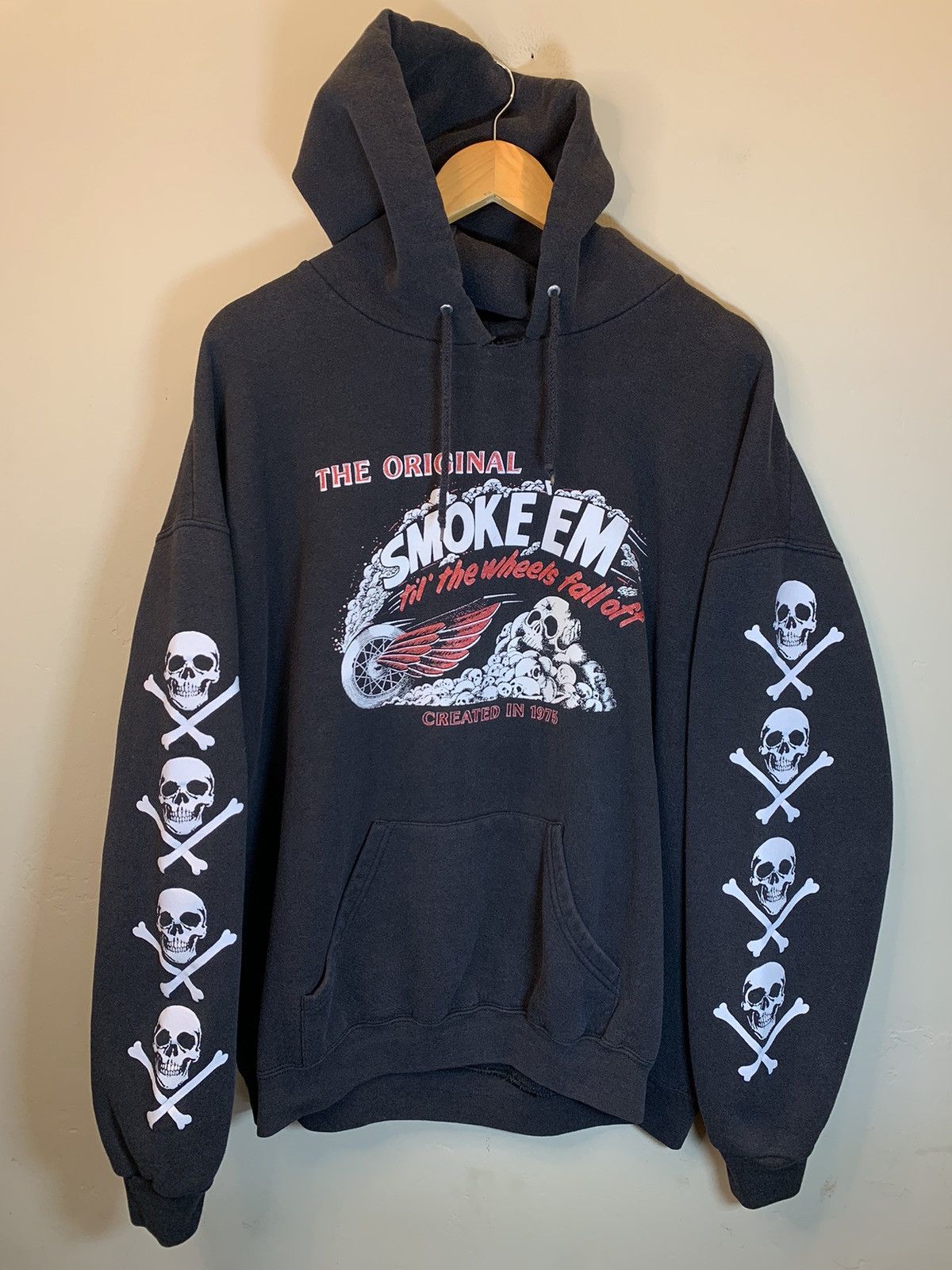 Lee *RARE* Vintage 90’s Harley Davidson Smoke Em Skull SF Hoodie Size US XL / EU 56 / 4 - 1 Thumbnail