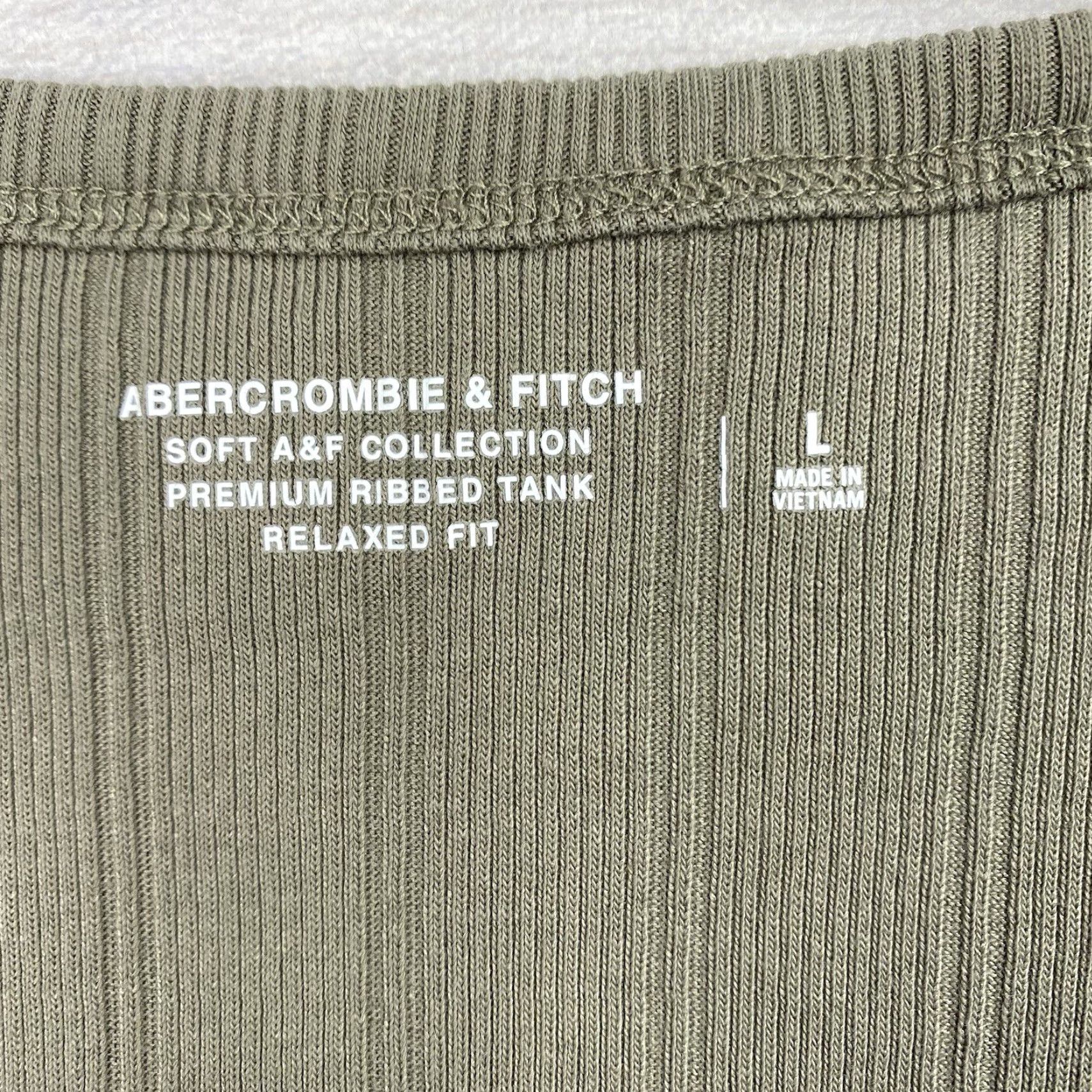 Abercrombie & Fitch Abercrombie & Fitch Tank Top Womens L Olive Green Ribbed Relaxed Fit 90s Casual Cotton Blend Knit Sleeveless Scoop Neck Strappy Sleeve Short Size L / US 10 / IT 46 - 3 Thumbnail
