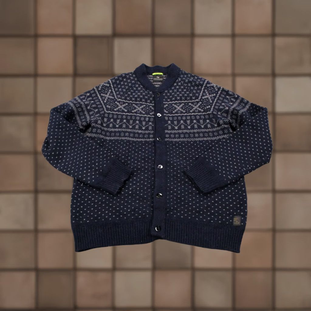 Scotch & Soda Scoth & Soda Mens Sweater Cardigan Heavyweight Thermal Long Sleeve Blue Nylon Wool Geometric Knit Round Neck Casual L Size US L / EU 52-54 / 3 - 1 Thumbnail