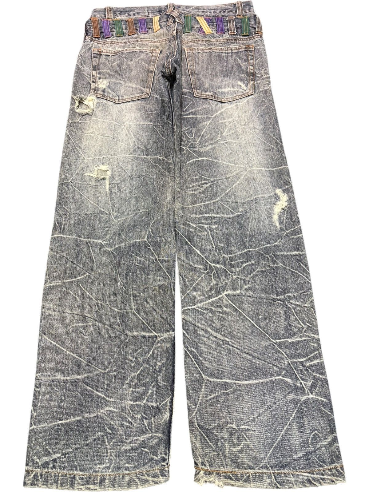 PPFM Vintage Japanese Brand Double Waist Distress Loose Jeans Size US 29 - 2 Thumbnail