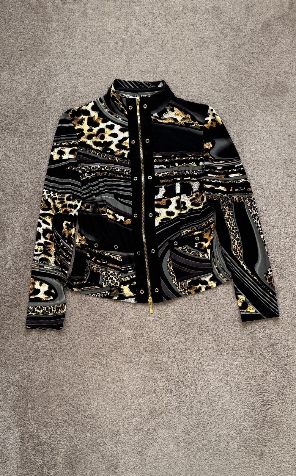 Japanese Brand Y2K Deconstructed Abstract Print High Fashion Zip Jacket Size M / US 6-8 / IT 42-44 - 1 Thumbnail