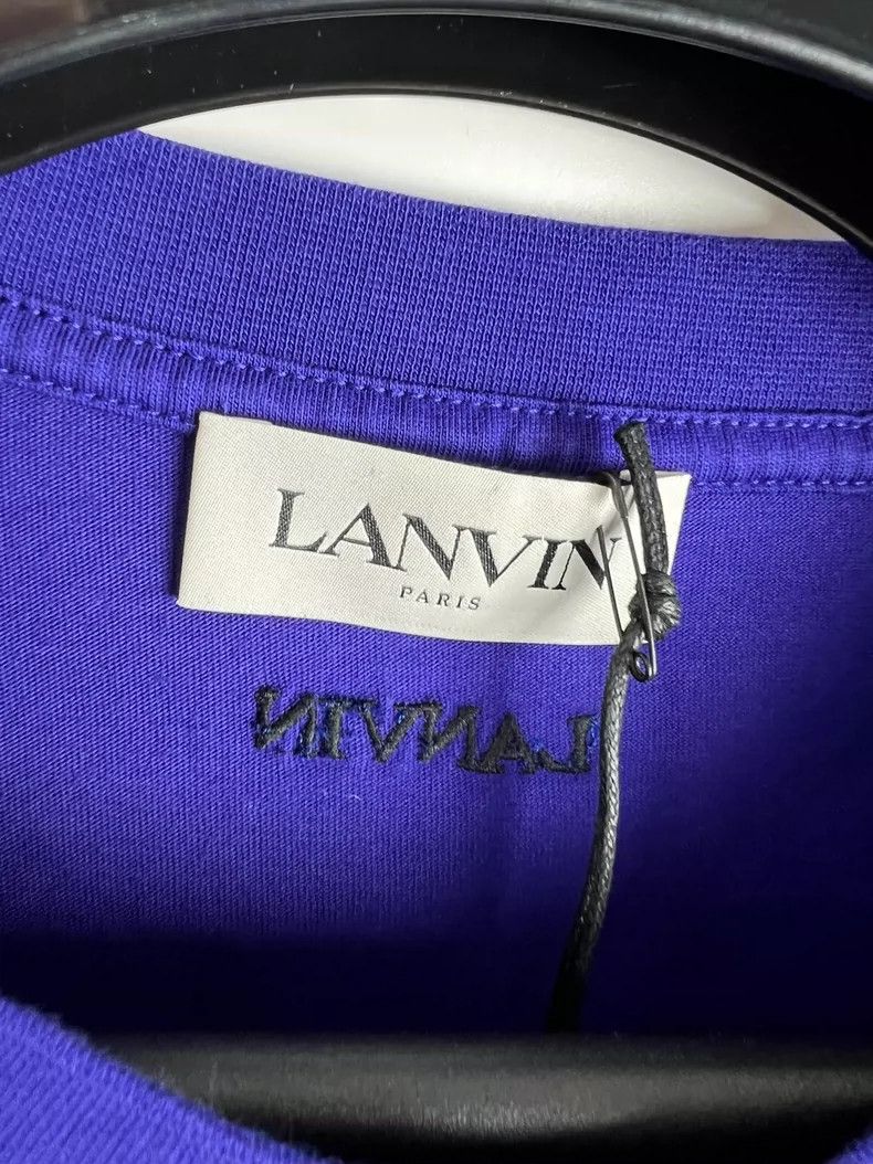 Lanvin Blue embroidered monogram logo short sleeve