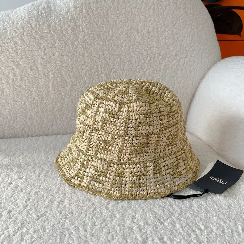 Fendi Fendi size 58 Golden Woven Fisherman's Hat Size ONE SIZE - 3 Thumbnail
