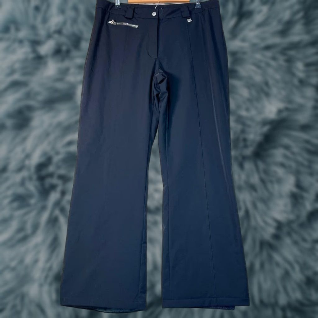 Vintage Nils Black Flare Pants Women's Size 14 Athletic Ankle Clean Comfort Easy Care Nylon Blended Fabric Knit Inseam 31.5 in Modern Athleisure Pants Size 36" / US 14 / IT 50 - 1 Thumbnail