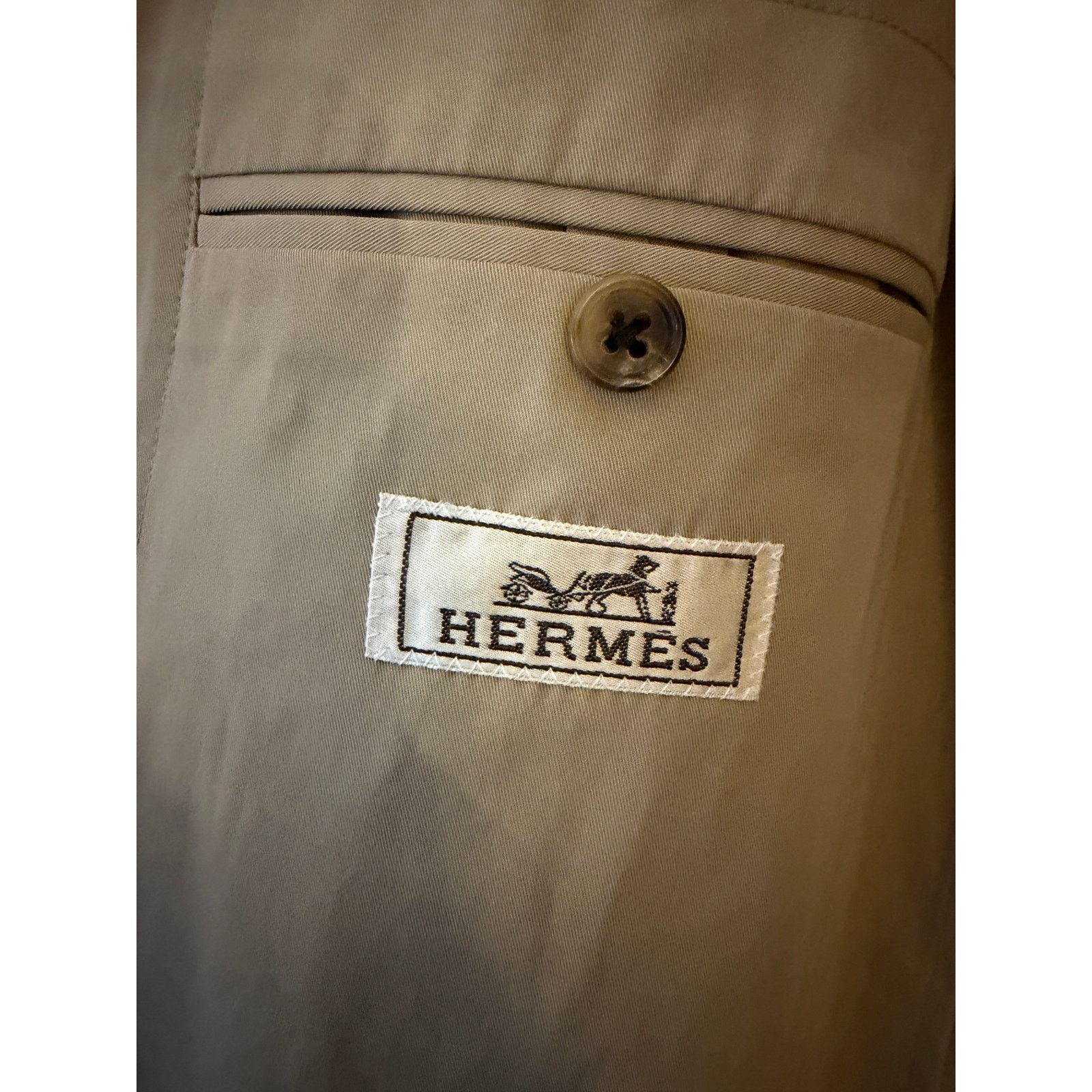 Hermes Hermès NWOT Tan Cotton Light Blazer Size 52R - 3 Thumbnail