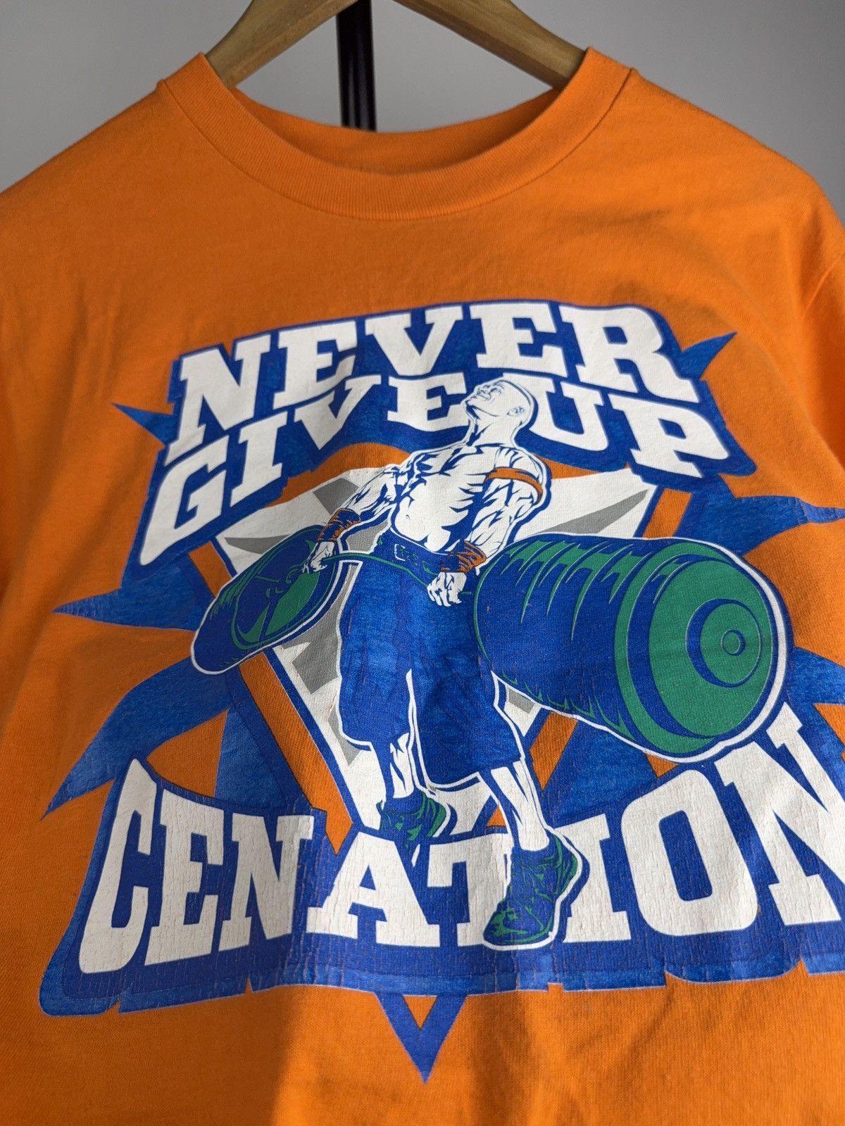 WWE WWE 2008 John Cena Never Give Up Tee Orange Youth L / S Size US S / EU 44-46 / 1 - 5 Thumbnail