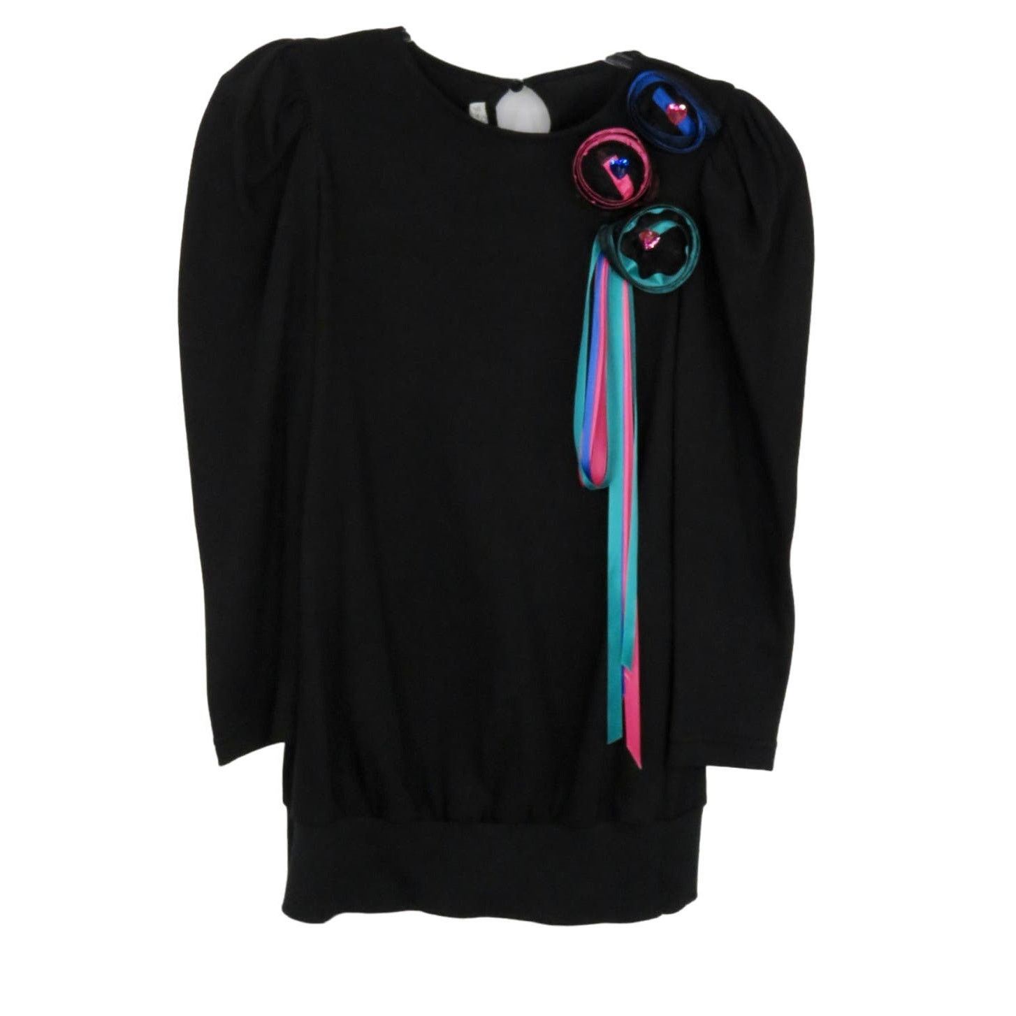 Vintage 80s Vintage Sweater Black Rhinestone Funky Retro Large Size L / US 10 / IT 46 - 2 Thumbnail