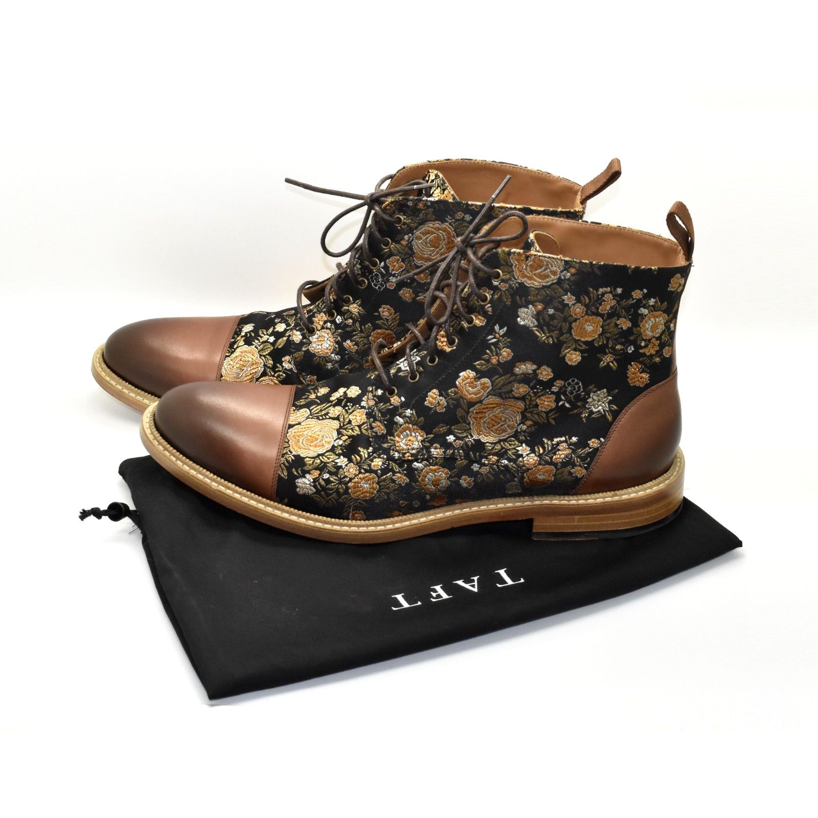 TAFT TAFT The Jack Floral Jacquard & Leather Cap Toe Boots Sz 46 Size US 13 / EU 46 - 2 Thumbnail