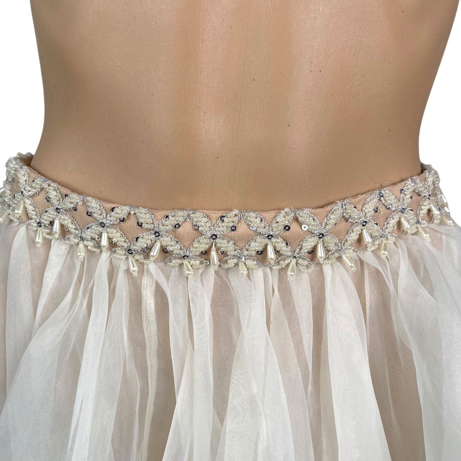 Neiman Marcus Terani Couture Ivory Beaded Ruffle Tiered Maxi Skirt SZ 8 Size 30" / US 8 / IT 44 - 5 Thumbnail