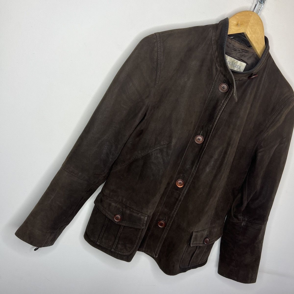 Max Mara Max Mara Blazer Leather Jacket Women Brown Size M Size M / US 6-8 / IT 42-44 - 3 Thumbnail