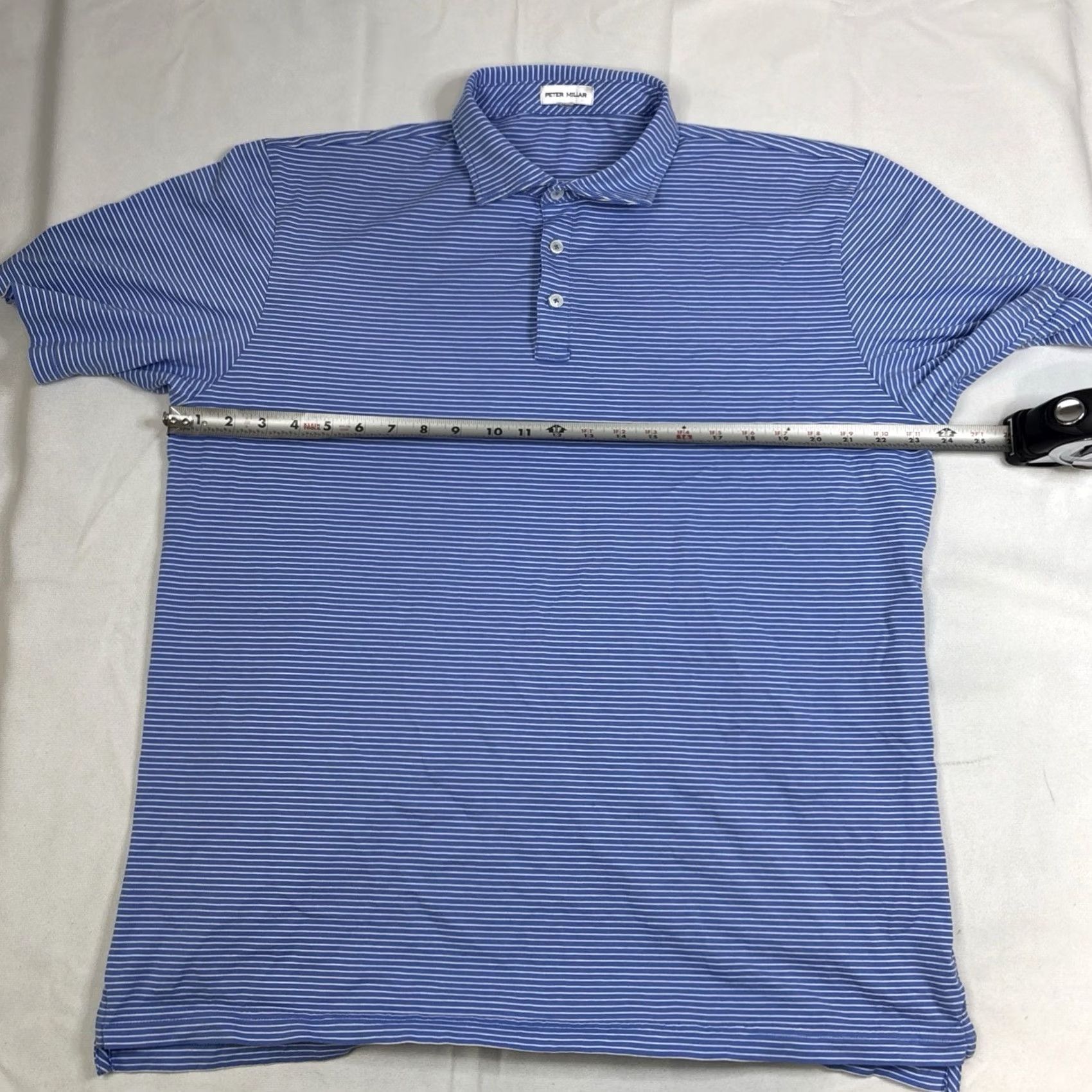 Peter Millar Peter Millar Polo Shirt Men’s XL Striped Blue Pima Cotton Golf Lightweight Mens XL Blue Striped Polo Golf Lightweight Size US XL / EU 56 / 4 - 4 Thumbnail