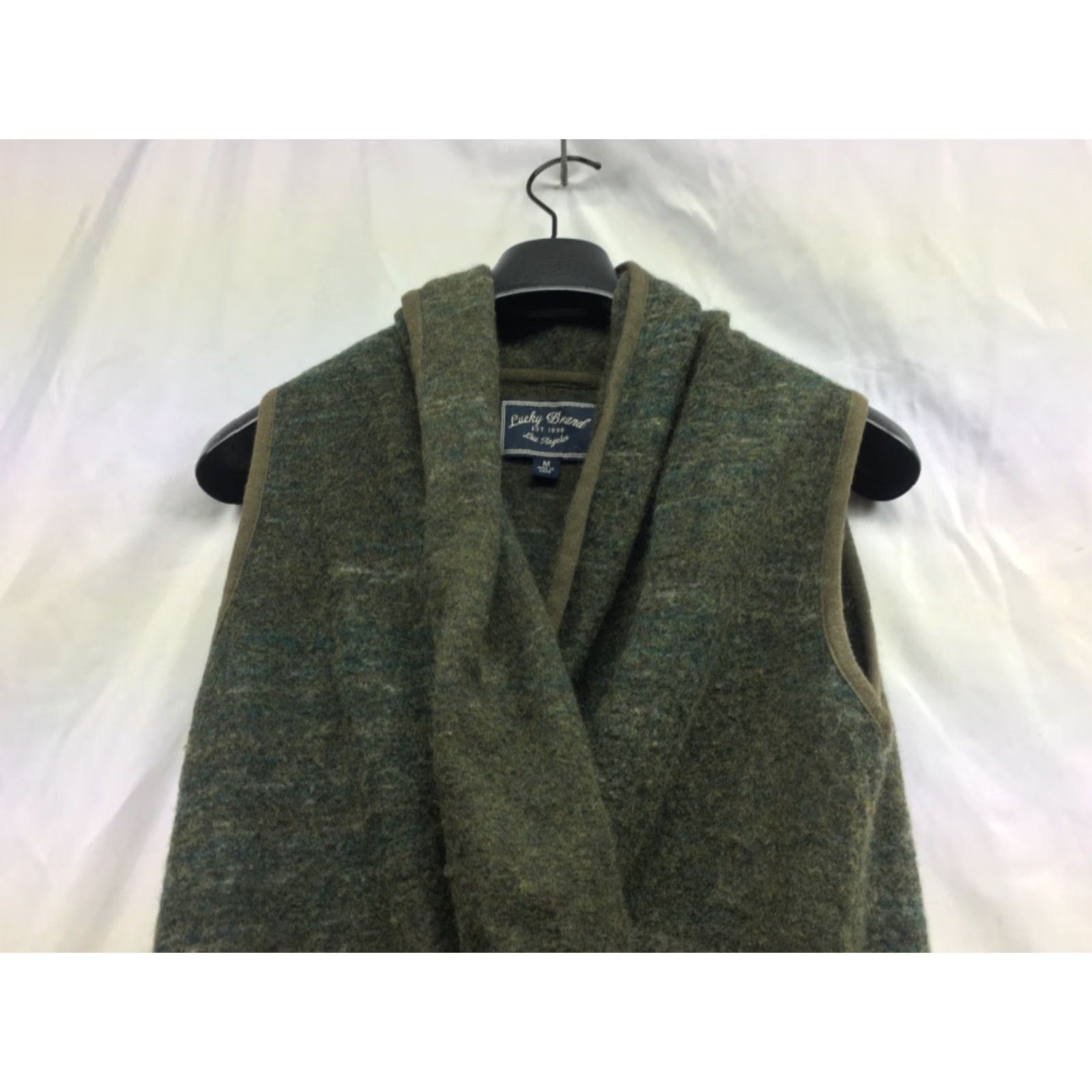 Lucky Brand Lucky Brand Vest Women Green Wool Blend Long Wrap Pocket Heathered Fleece Medium Size M / US 6-8 / IT 42-44 - 7 Thumbnail
