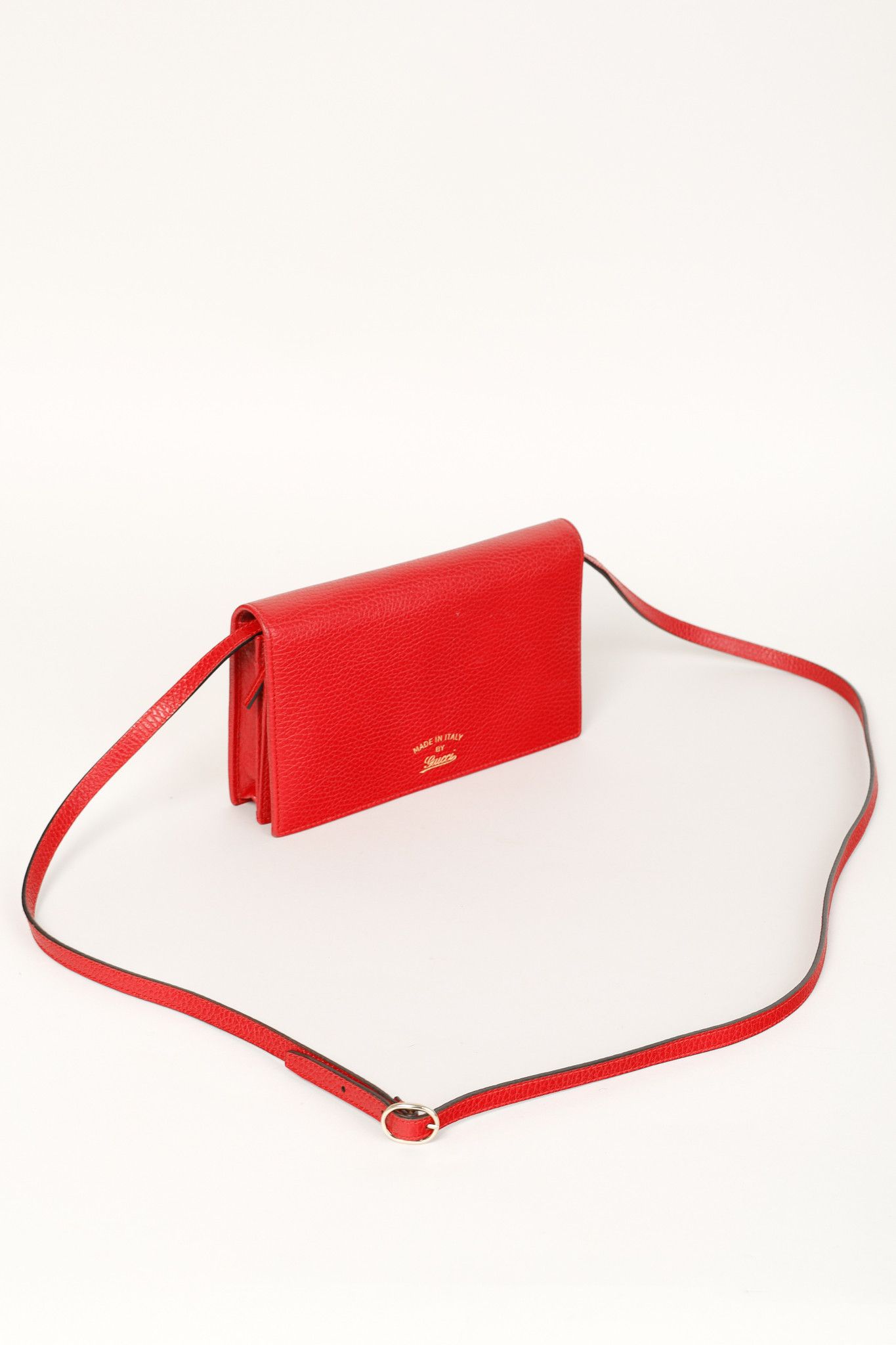 Gucci Gucci Swing Red Pebbled Leather Wallet Crossbody Size ONE SIZE - 6 Thumbnail