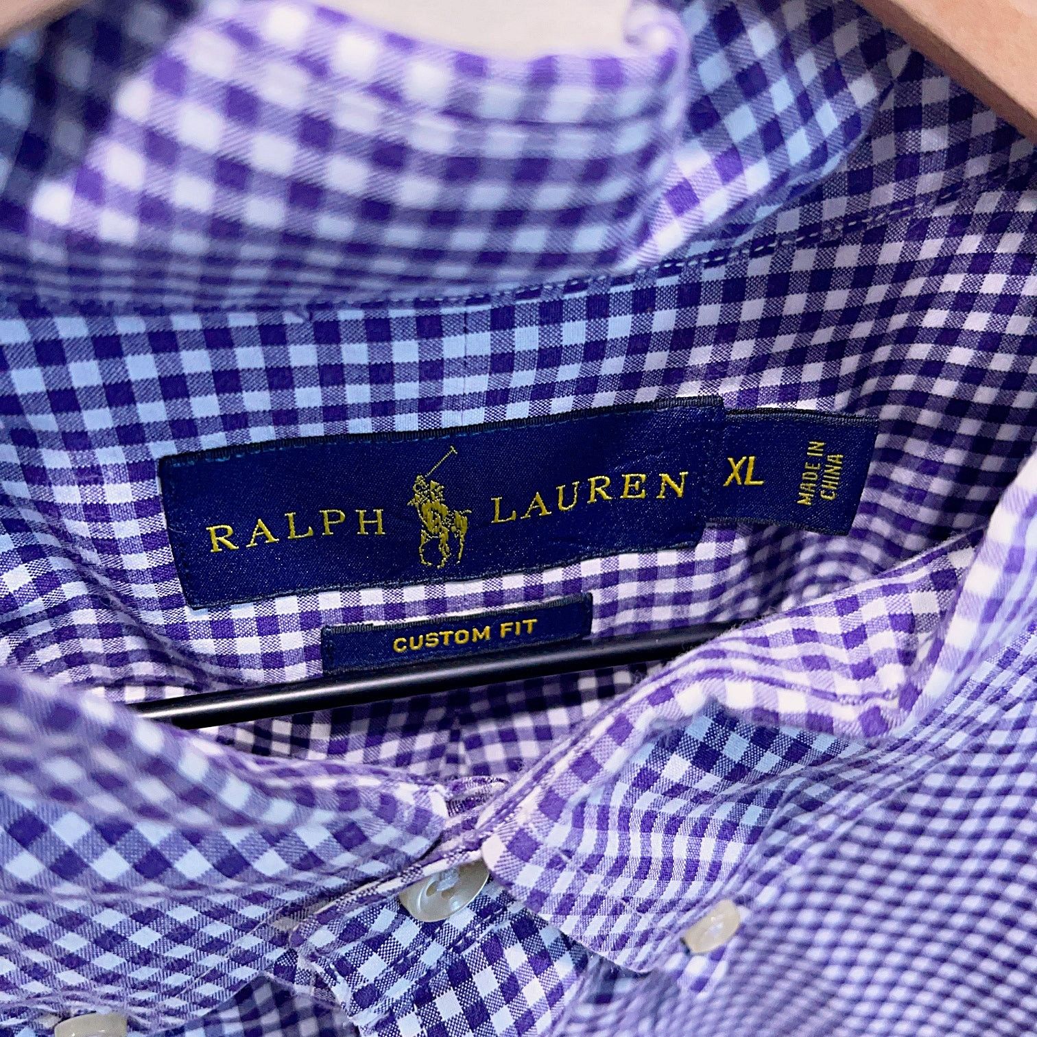 Ralph Lauren Ralph Lauren Gingham Custom Fit Oxford Shirt Purple XL Size US XL / EU 56 / 4 - 5 Thumbnail