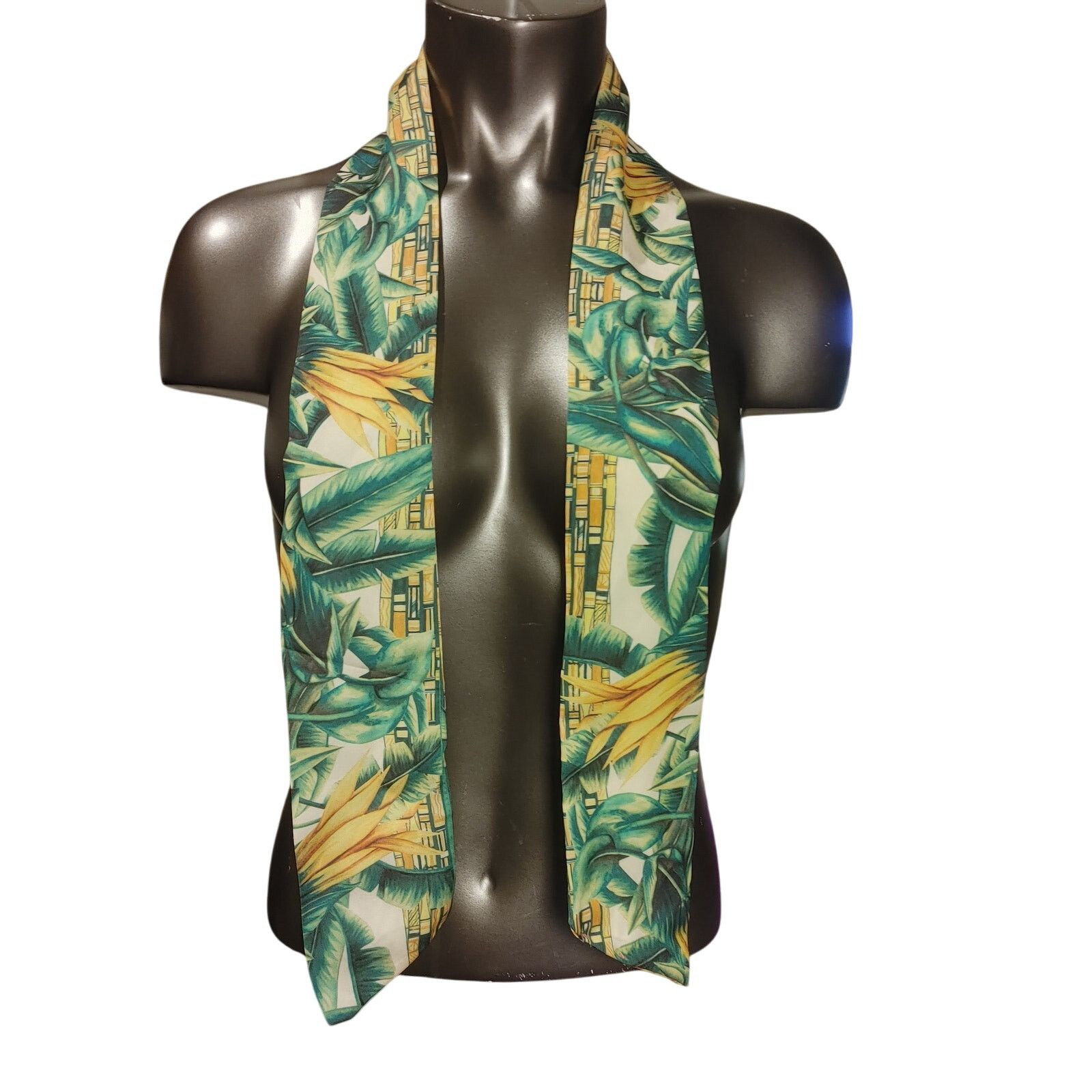 Other ScarfMe Tropical Brazil Point Green Botanical Pattern Yellow Size ONE SIZE - 1 Thumbnail