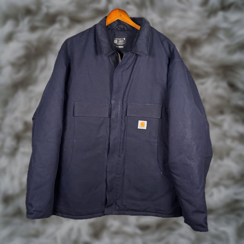 Carhartt VINTAGE Carhartt C003 DNY 2XL Tall Duck Coat Navy Quilted Work Jacket Mens 2000s Brass Zip Size US XXL / EU 58 / 5 - 1 Thumbnail