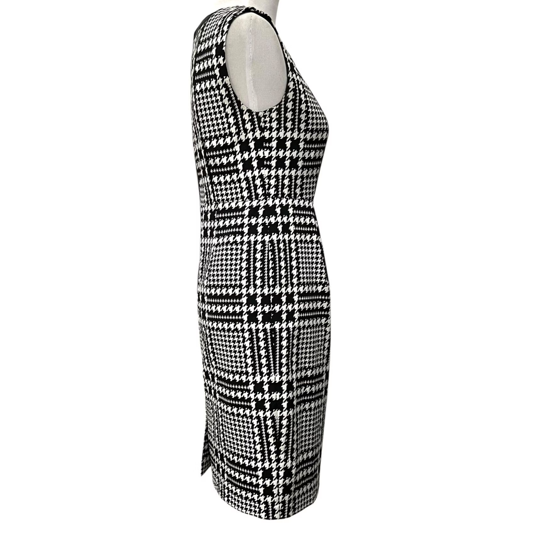Karl Lagerfeld Karl Lagerfeld Dress Black & White Houndstooth Sheath Sleeveless Women’s Size 2 Size XS / US 0-2 / IT 36-38 - 7 Thumbnail