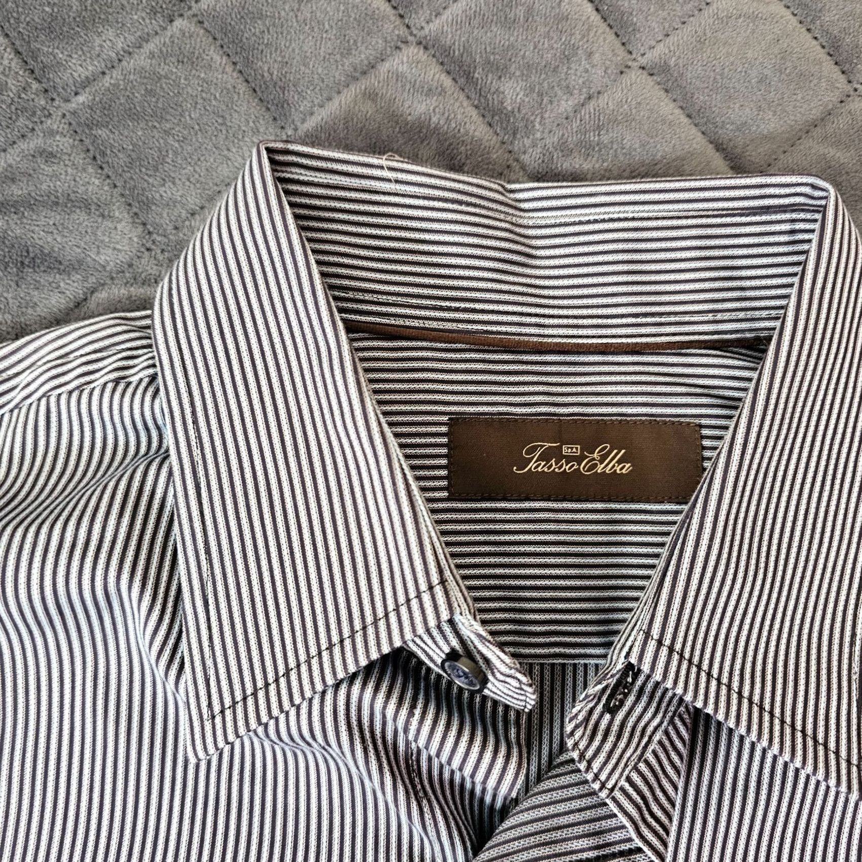 Tasso Elba Tasso Elba Shirt Blue Stripe Button-Up Long Sleeve M Pocket Mens Modern Fit Shirt Size US M / EU 48-50 / 2 - 2 Thumbnail