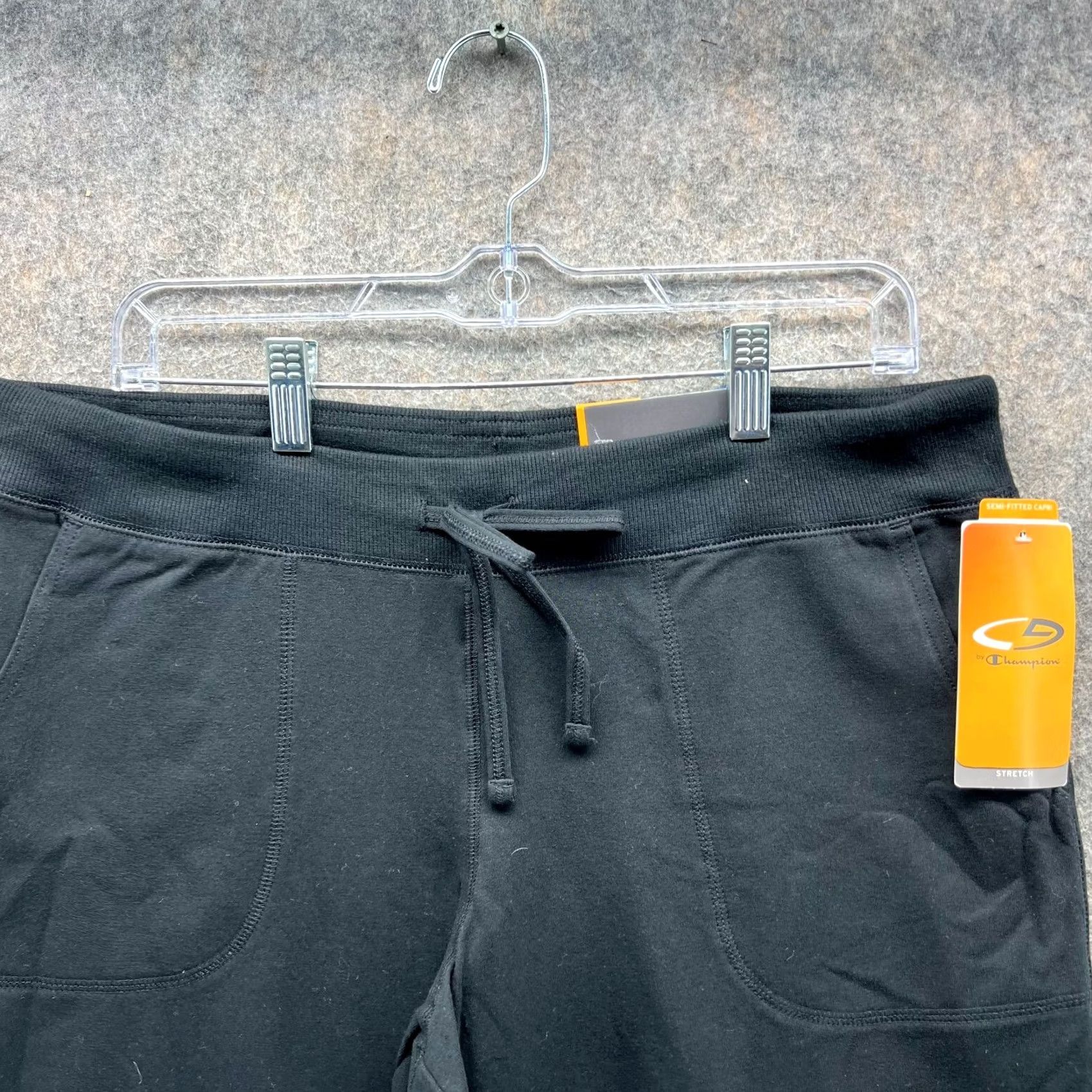 Champion Champion Shorts Womens Large Black Capri Stretch Fleece Drawstring Shorts Size 36" / US 14 / IT 50 - 5 Thumbnail