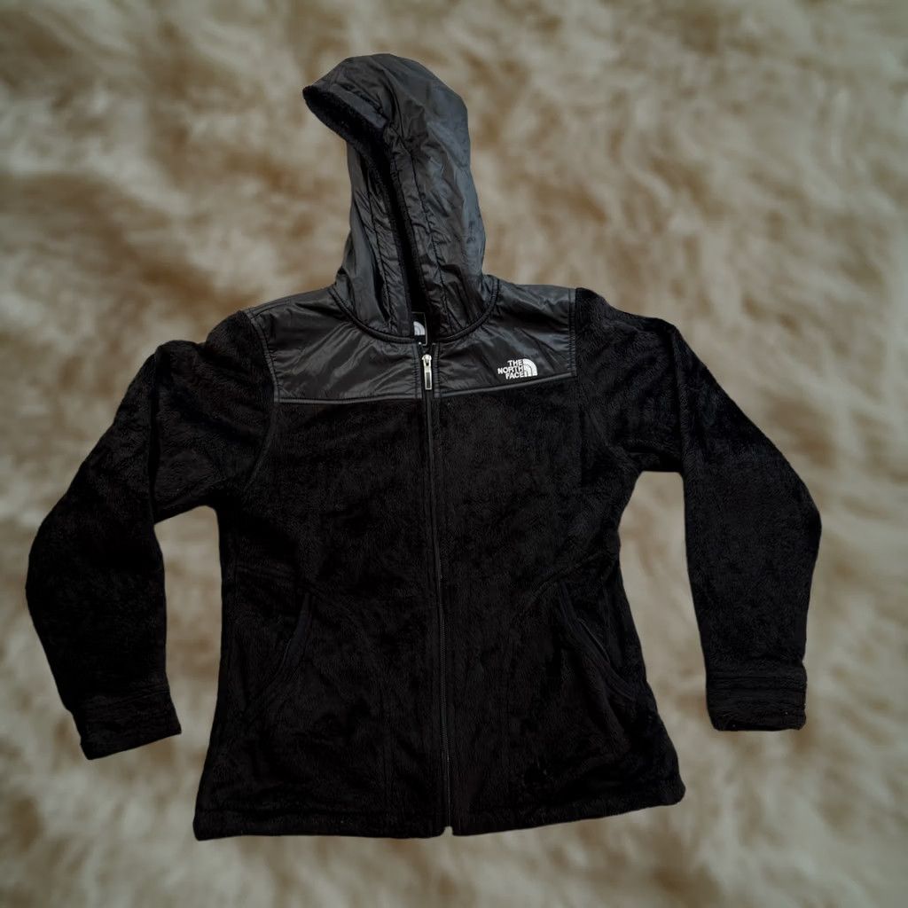 The North Face Women's Fleece Jacket Black Sz Medium Hooded Full Zip, Women's