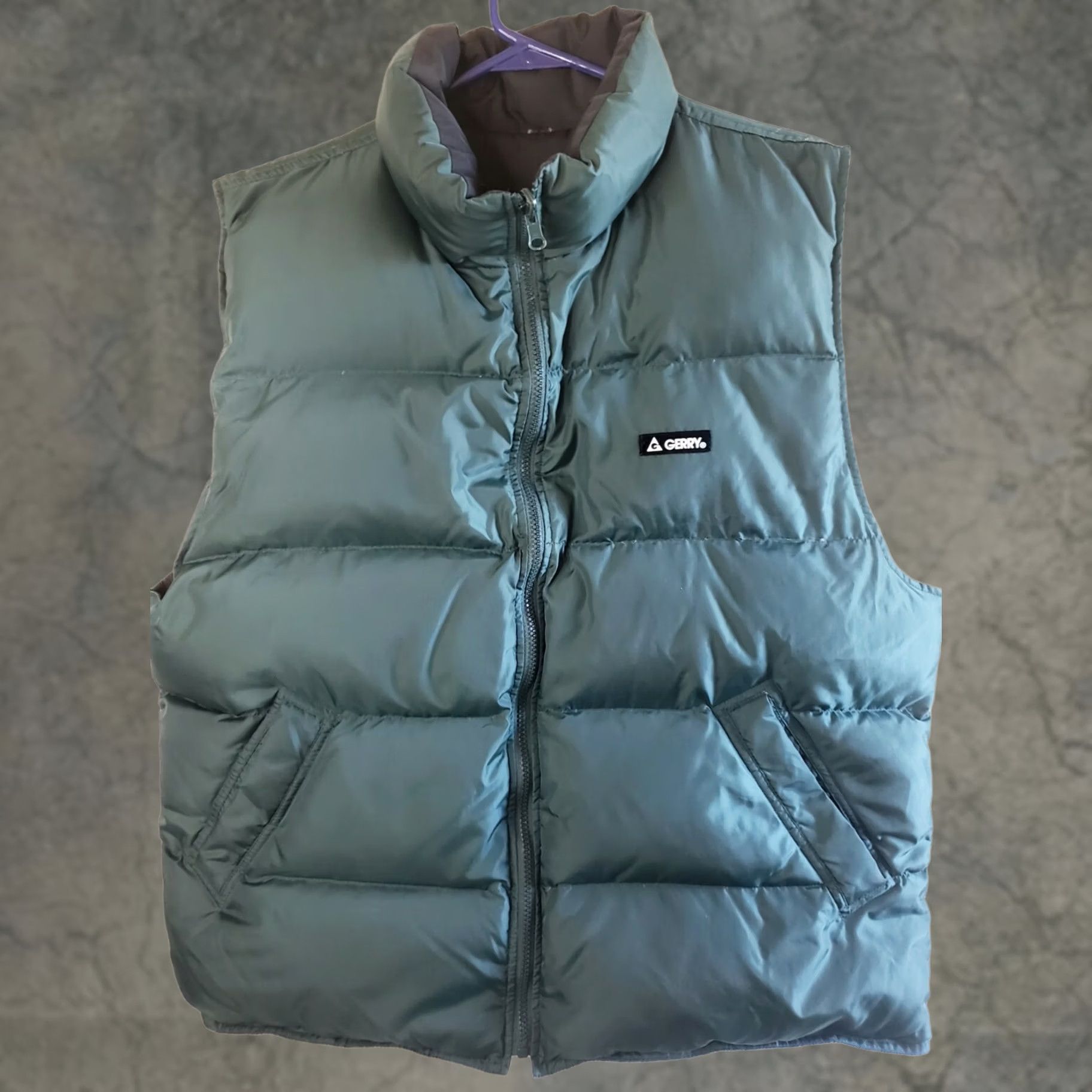 Vintage VINTAGE Gerry Vest Puffer Reversible Down Insulated Stand-Up Logo Green Black USA Mens L Size US L / EU 52-54 / 3 - 1 Thumbnail