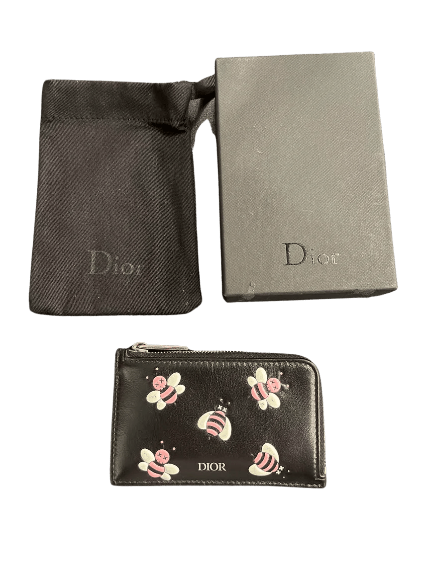 Dior Dior x Kaws Zipped Card and Coin Holder Pink Bees Black Size ONE SIZE - 2 Thumbnail