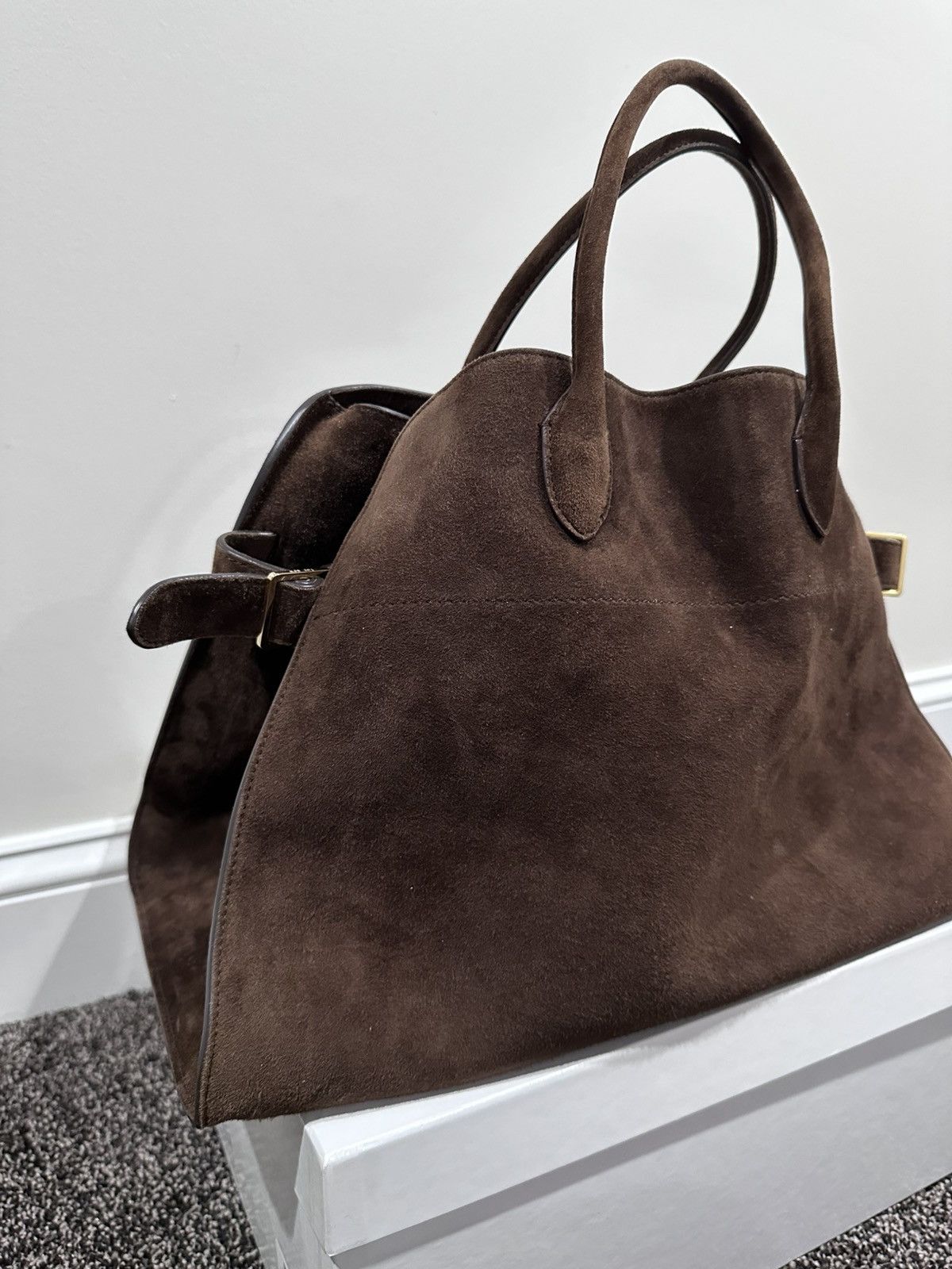 The Row The Row Soft Margaux 15 Brown Suede Leather Top Handle Bag Size ONE SIZE - 5 Thumbnail