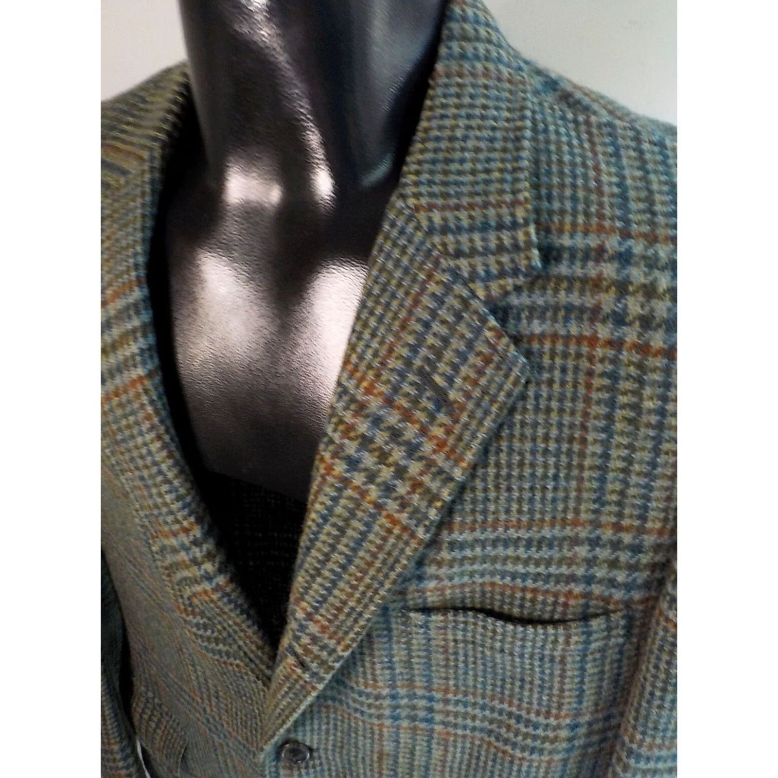 Vintage Criketeer for Strawbridge & Clothier 3 Button Plaid Blazer Wool Green 42R Mens Jacket Blazer Plaid Wool Green Mens 42R Size 42R - 5 Thumbnail