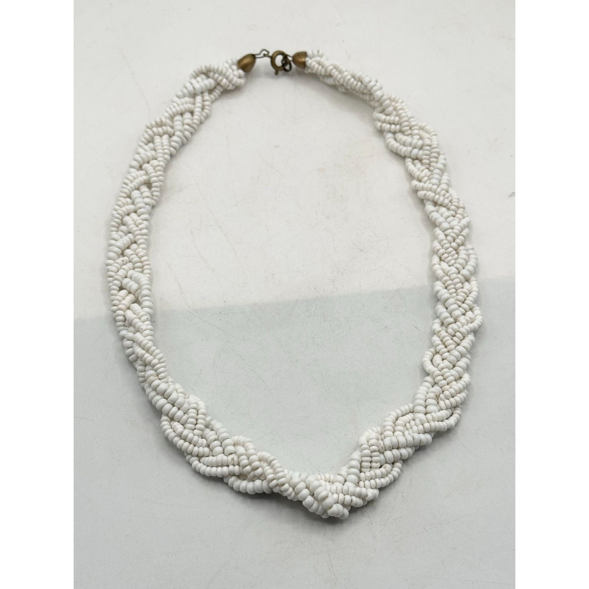 Vintage Vintage white milk glass braided beaded necklace Size ONE SIZE - 2 Thumbnail