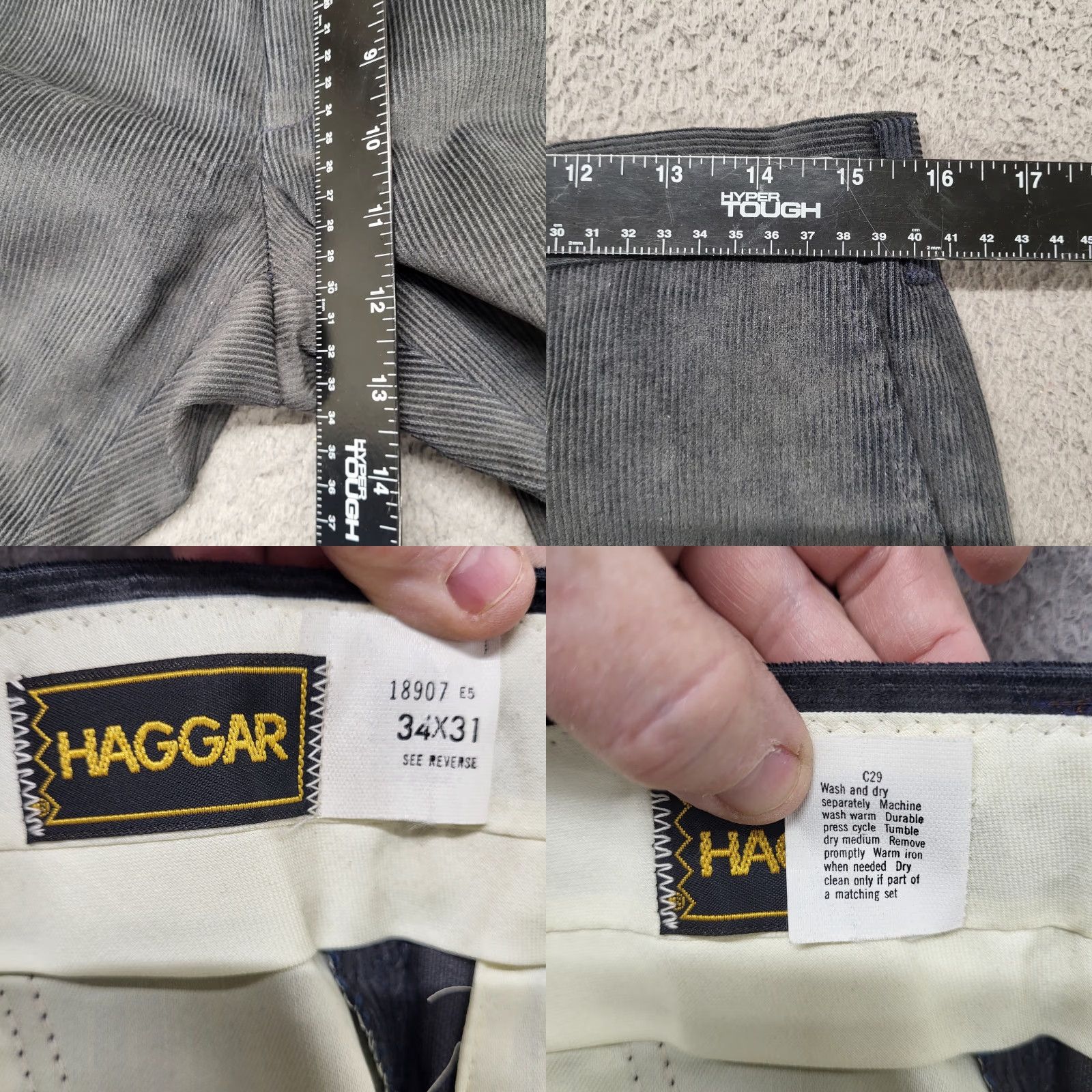 Haggar VINTAGE? No, use Haggar Corduroy Pants Men's 34x31 Gray Casual Flat Front Lightweight Preppy Size US 34 / EU 50 - 8 Thumbnail