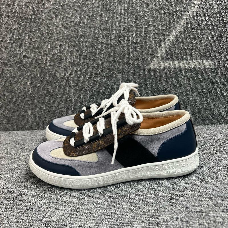 Louis Vuitton Louis Vuitton Grey Blue Low-Top Sneakers 0079 Size US 6 / IT 36 - 1 Thumbnail