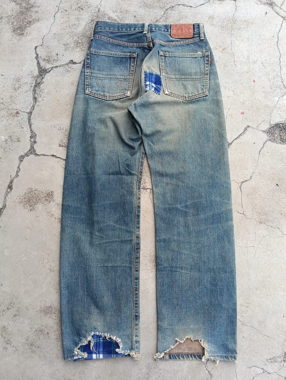 Edwin THRASHED vintage Edwin 505x selvedge patchwork denim. Size US 28 / EU 44 - 2 Thumbnail