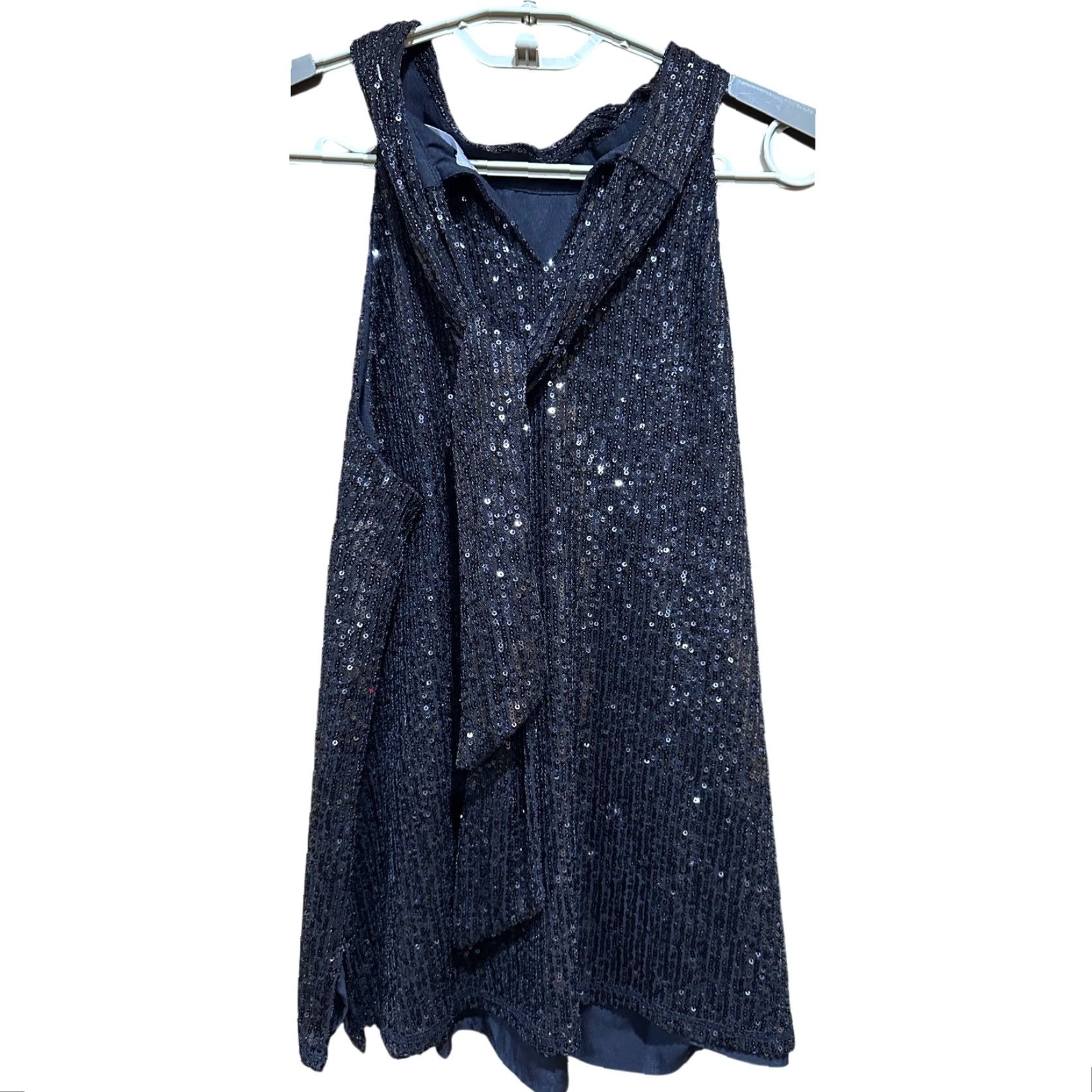 Vintage Chelsea28 Sequin Tank Top Women Size M Black Tank Party Cocktail Chic Sparkly Glam 90s Y2K Revival Night Out Womens Size M / US 6-8 / IT 42-44 - 2 Thumbnail