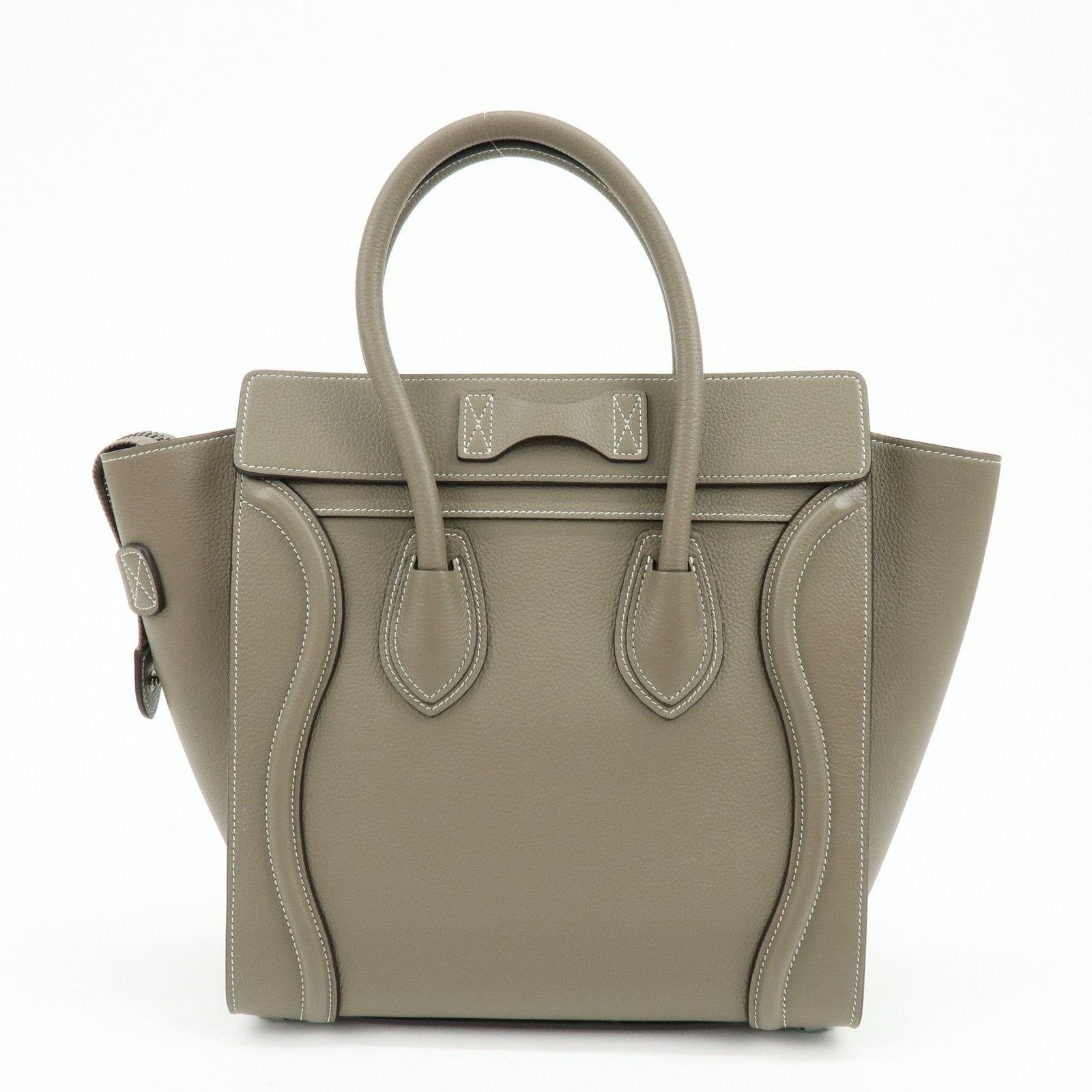 Celine Celine Luggage Micro Shopper Calfskin Tote Gray Size ONE SIZE - 2 Thumbnail
