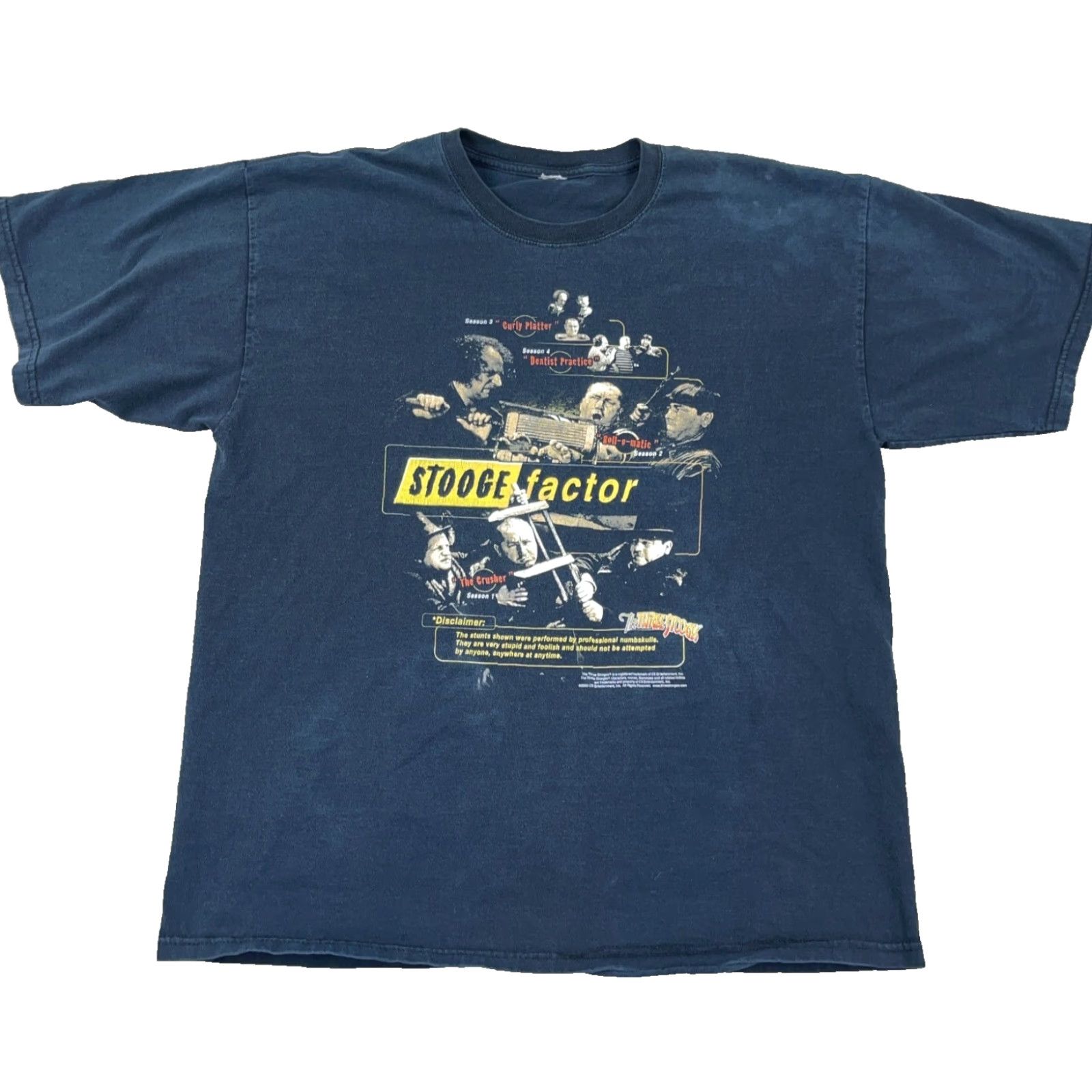 Gildan VINTAGE Three Stooges Shirt Men XL Black Tee Movie Promo Stooge Factor Fade Gildan Logo Graphic Print T-Shirt Short Sleeve Mens Size US XL / EU 56 / 4 - 2 Thumbnail