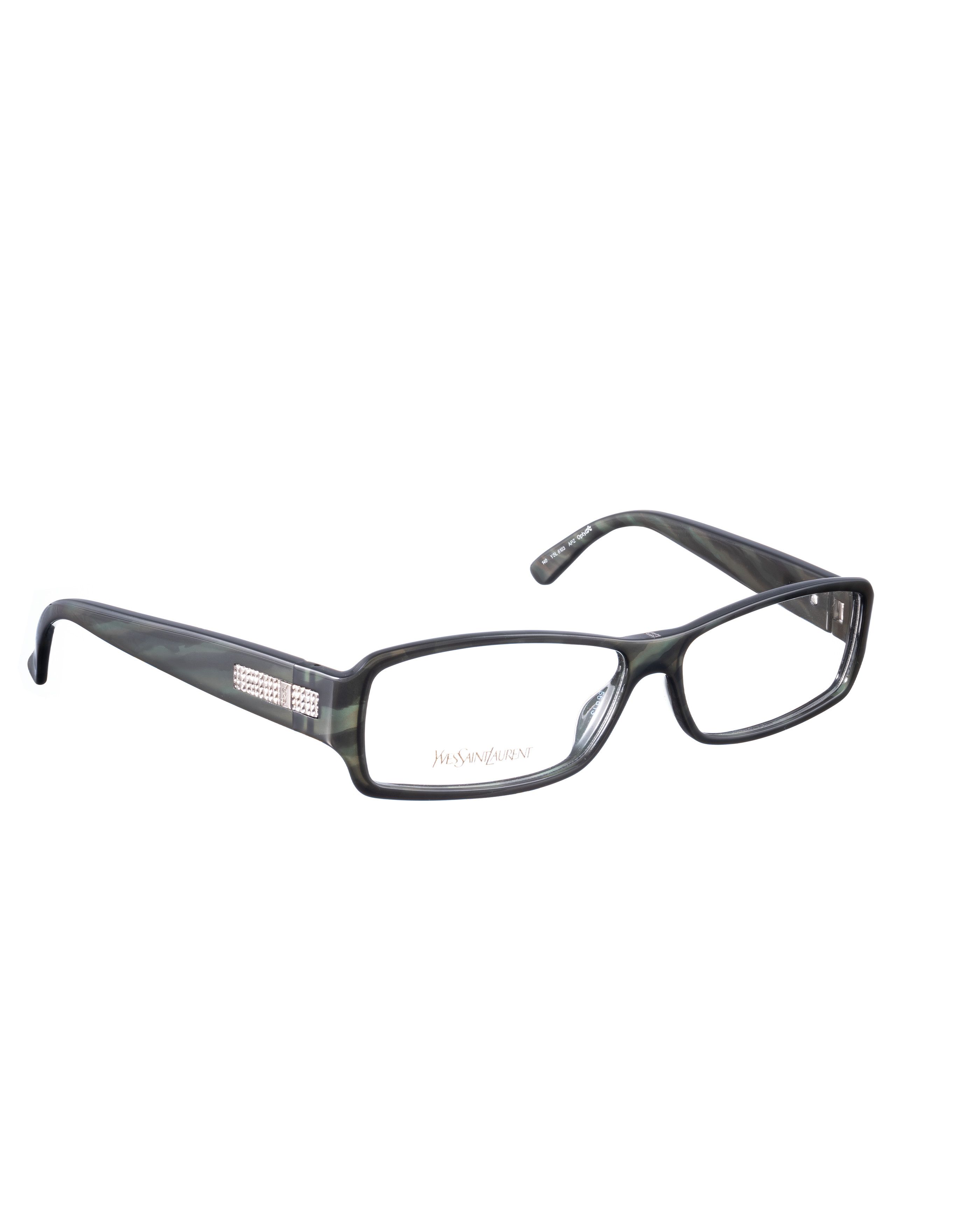Yves Saint Laurent 00s Black with Green Plastic Glasses