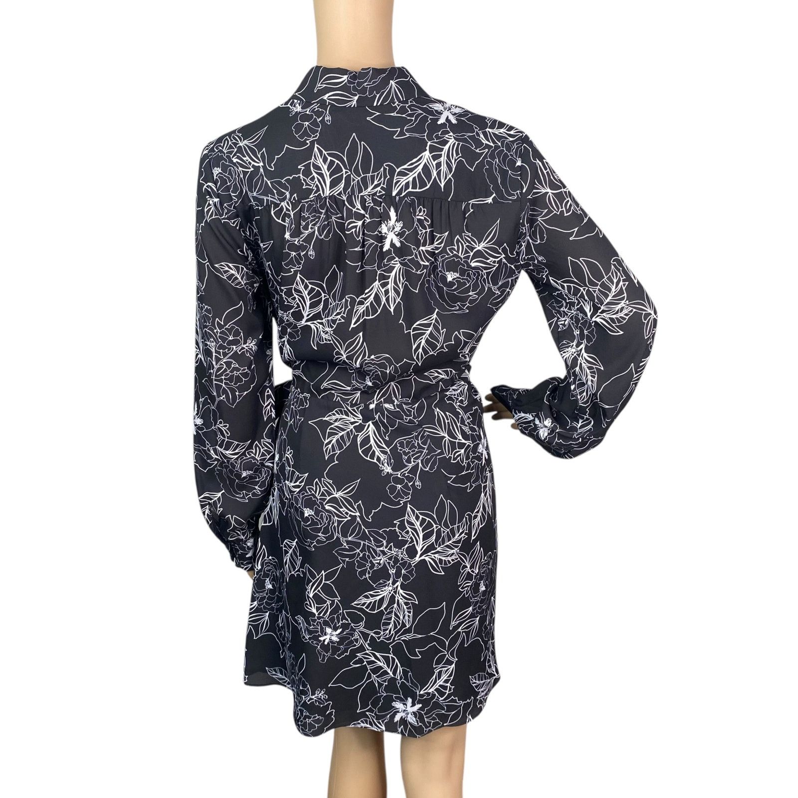 Parker Parker Gianna Black White Floral Wrap Mini Shirt Dress SZ S Size S / US 4 / IT 40 - 7 Thumbnail
