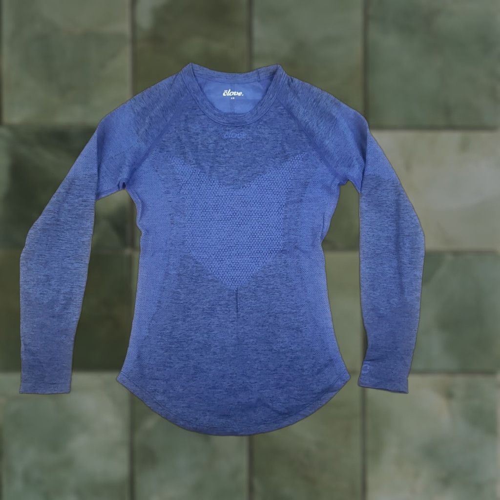 Vintage VINTAGE Clove Shirt Womens XS Blue Crewneck Long Sleeve Stretch Fitted Size XS / US 0-2 / IT 36-38 - 1 Thumbnail